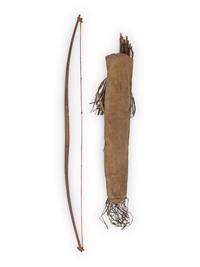 Sioux Quilled Quiver, with Bow and Arrows