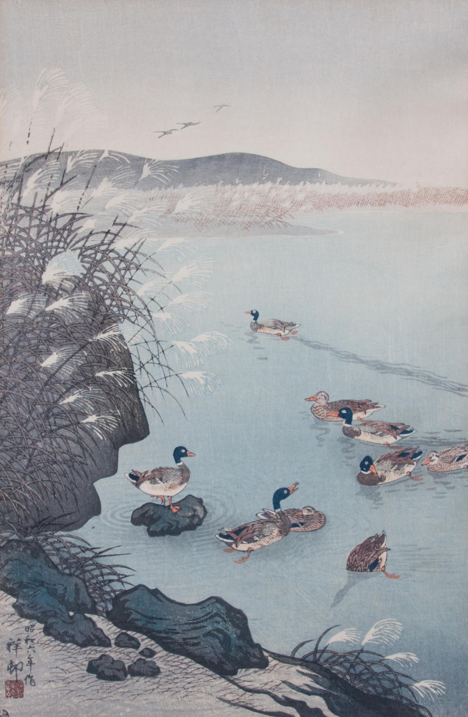 Ohara Koson, (Japanese, 1877-1975), Six works: Birds and Fish