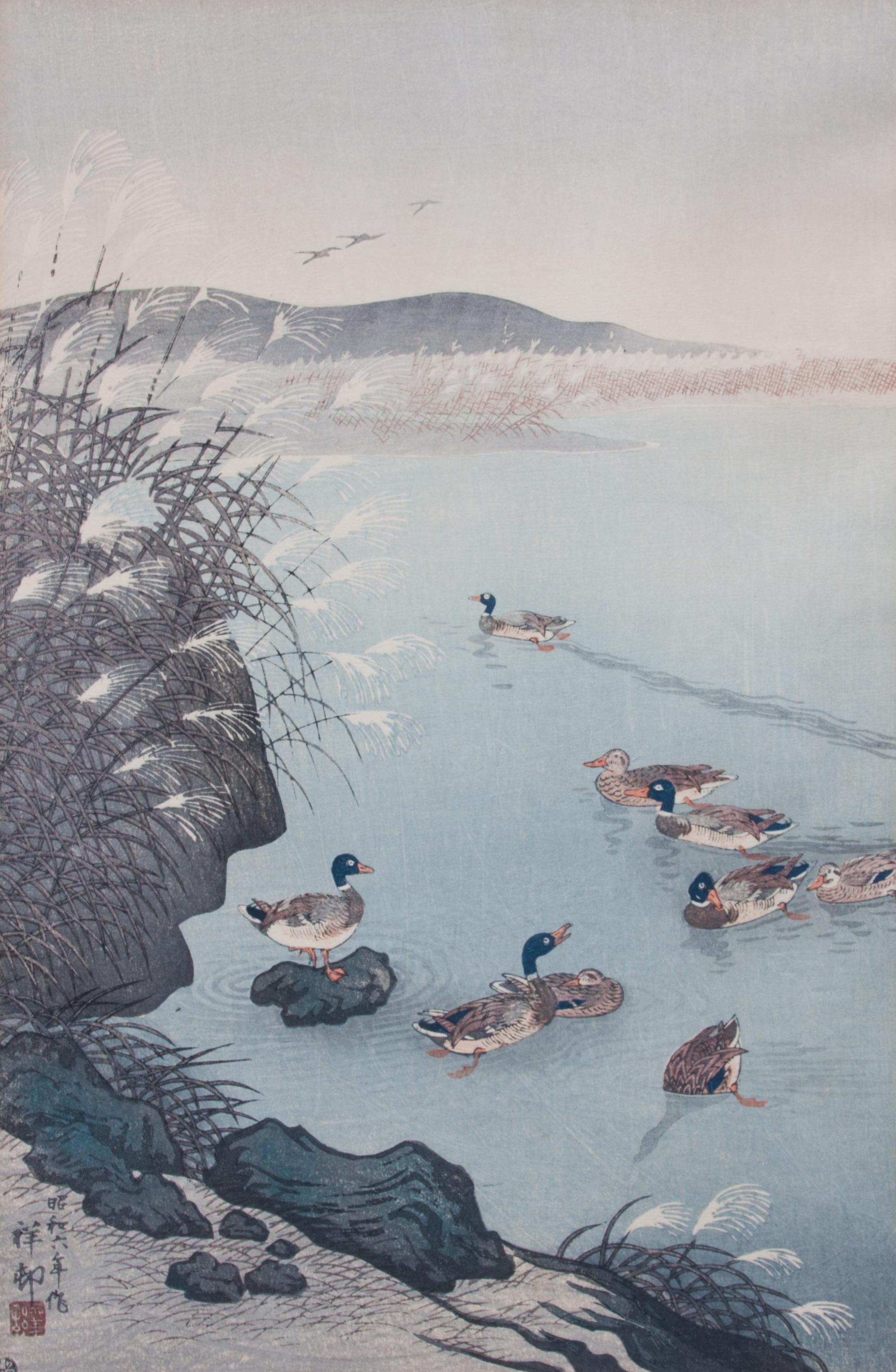 Ohara Koson, (Japanese, 1877-1975), Six works: Birds and Fish