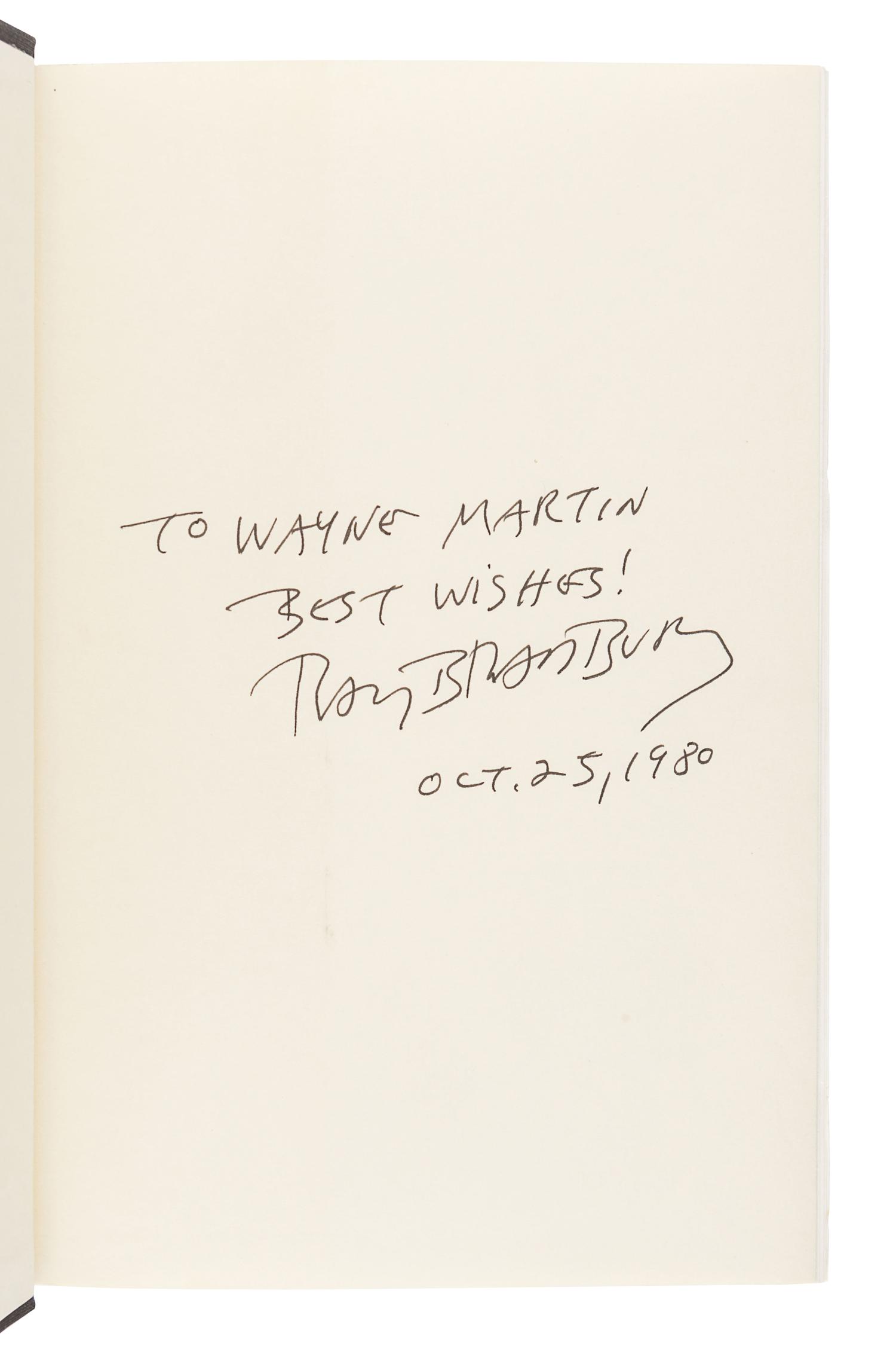 [BRADBURY, Ray (1920-2012)]. A group of 5 works SIGNED OR INSCRIBED by Bradbury, comprising: