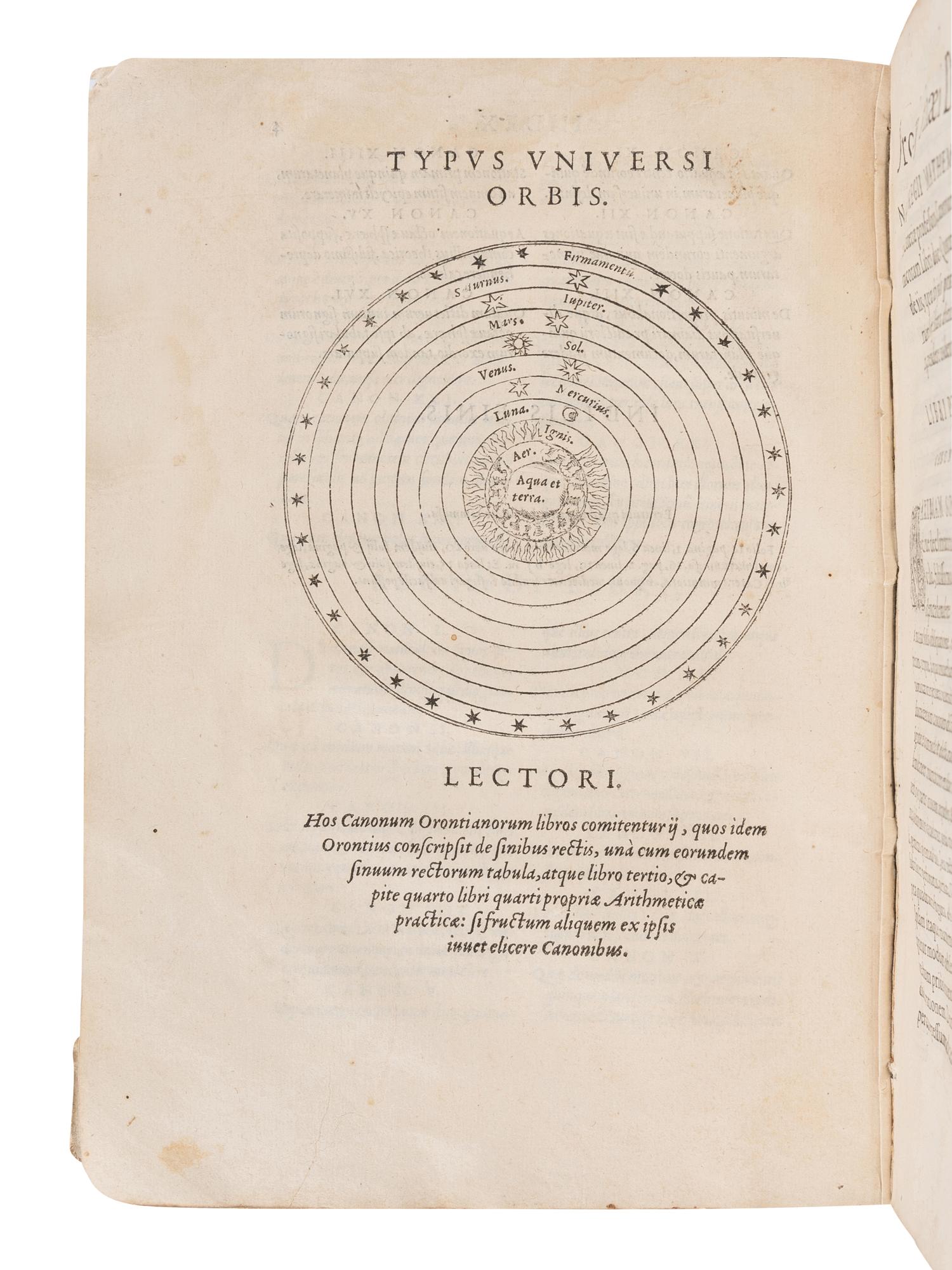 FINE, Oronce (1494-1555). In eos quos de Mundi sphaera conscripsit libros, ac in Planetarum theoricas, Canonum Astronomicorum Libri II. Paris: Michael Vascosan, 1553.