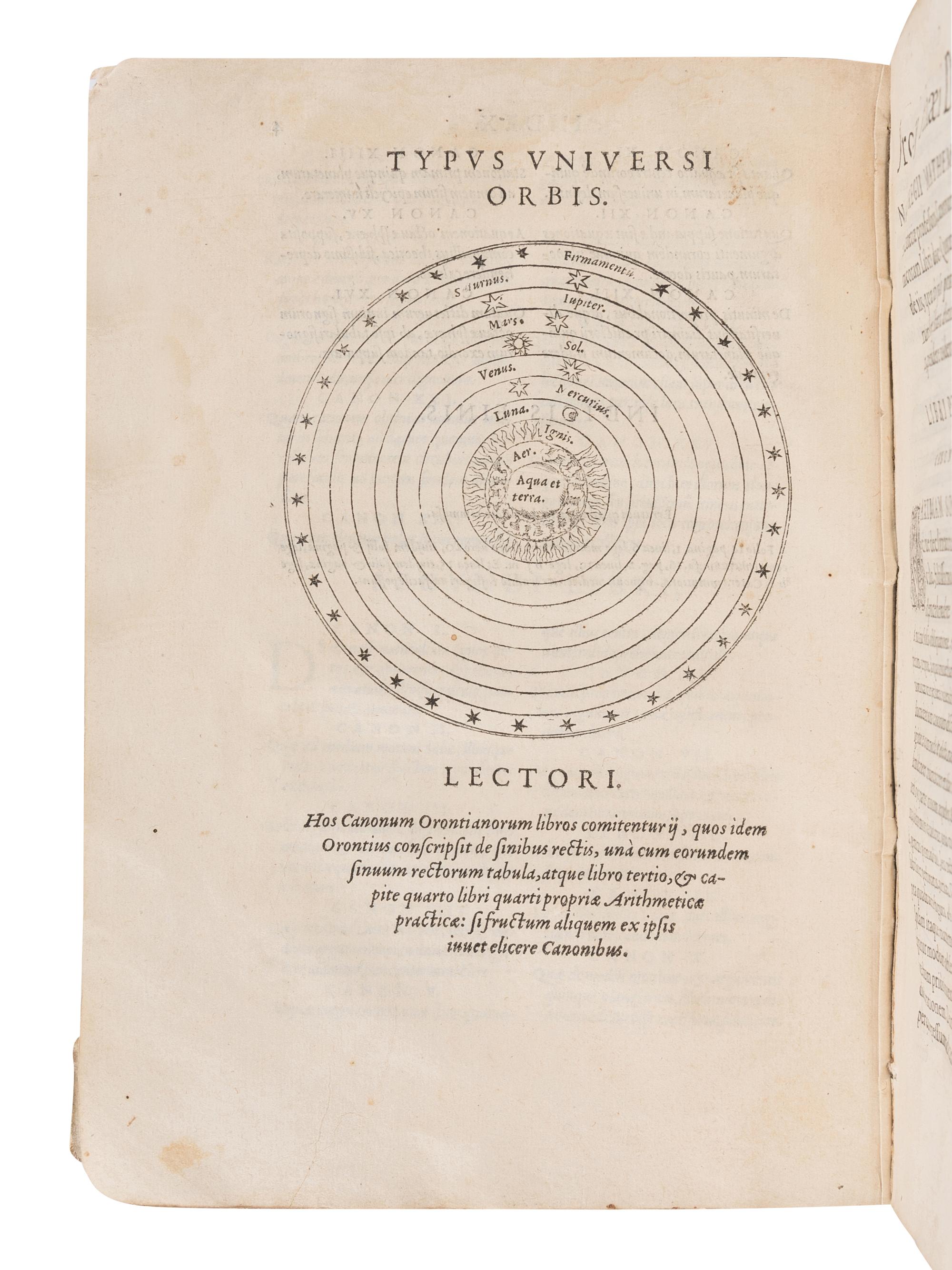 FINE, Oronce (1494-1555). In eos quos de Mundi sphaera conscripsit libros, ac in Planetarum theoricas, Canonum Astronomicorum Libri II. Paris: Michael Vascosan, 1553.