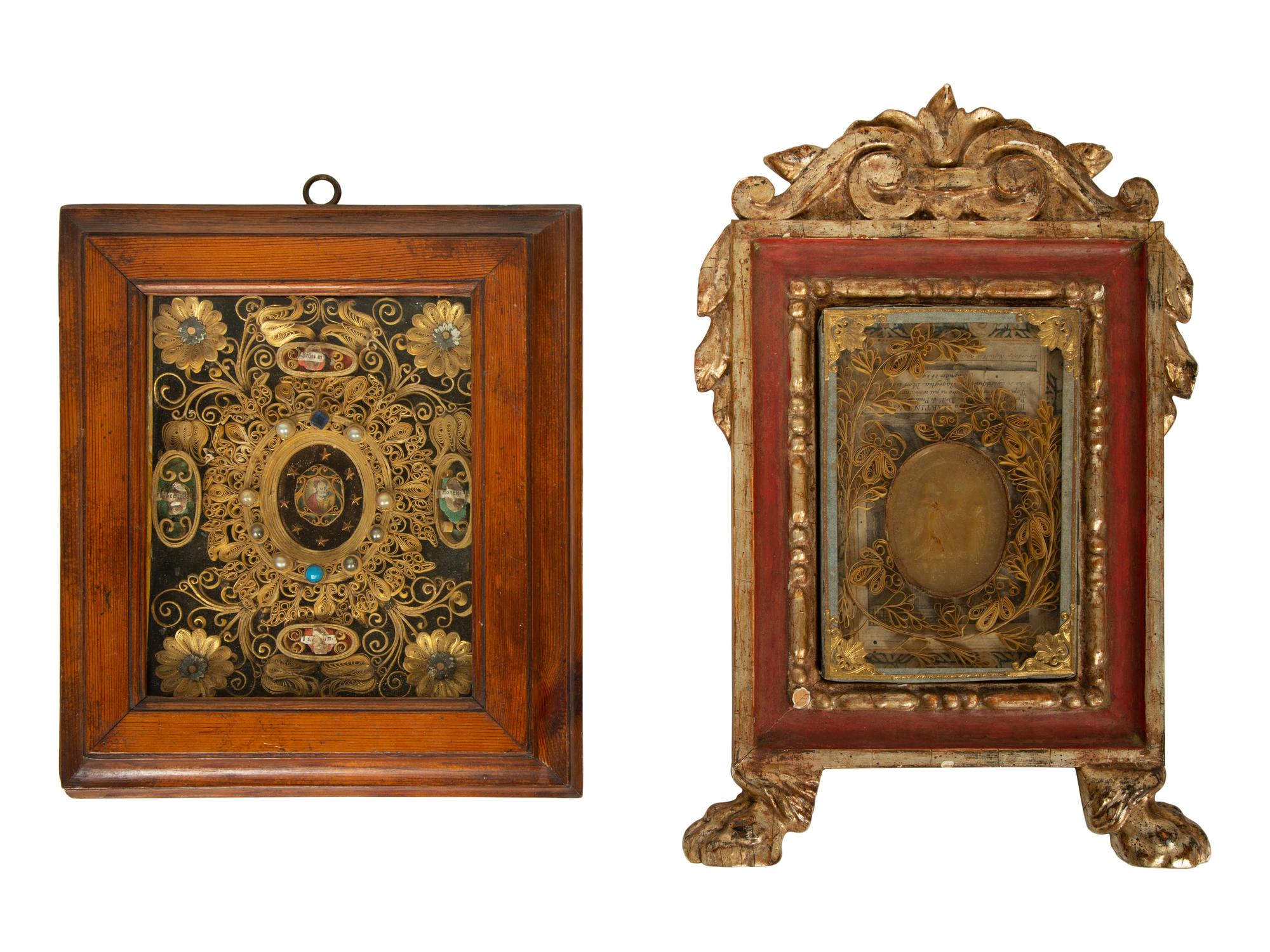Two Framed Italian Saint Reliquaries — 17TH CENTURY