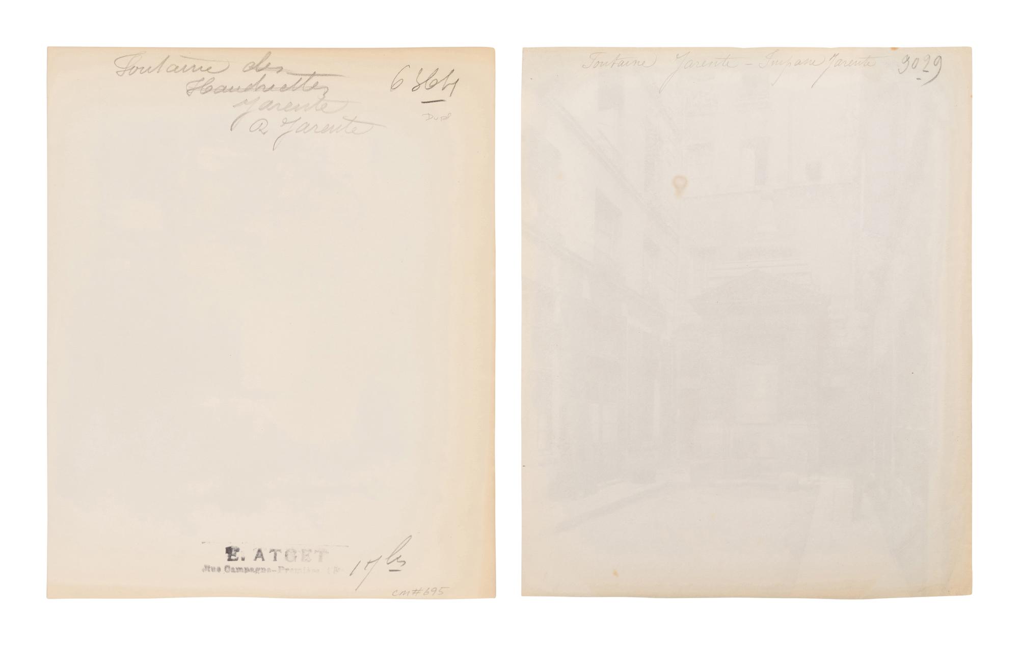 A pair of prints depicting Fontaine Jarente ( Fontaine Jarente - impasse Jarente , 1898; Fontaine Jarente, rue Jarente, 1922)