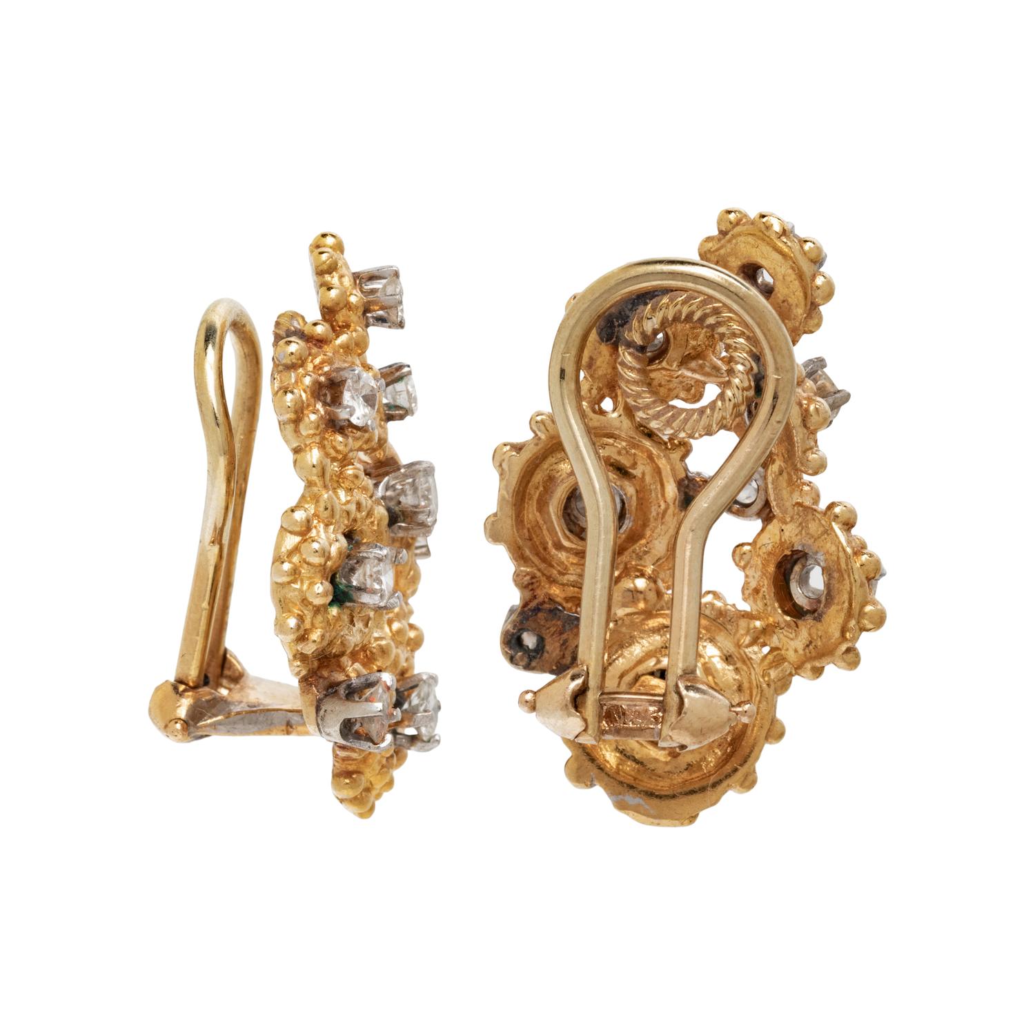 YELLOW GOLD AND DIAMOND CLIP EARRINGS
