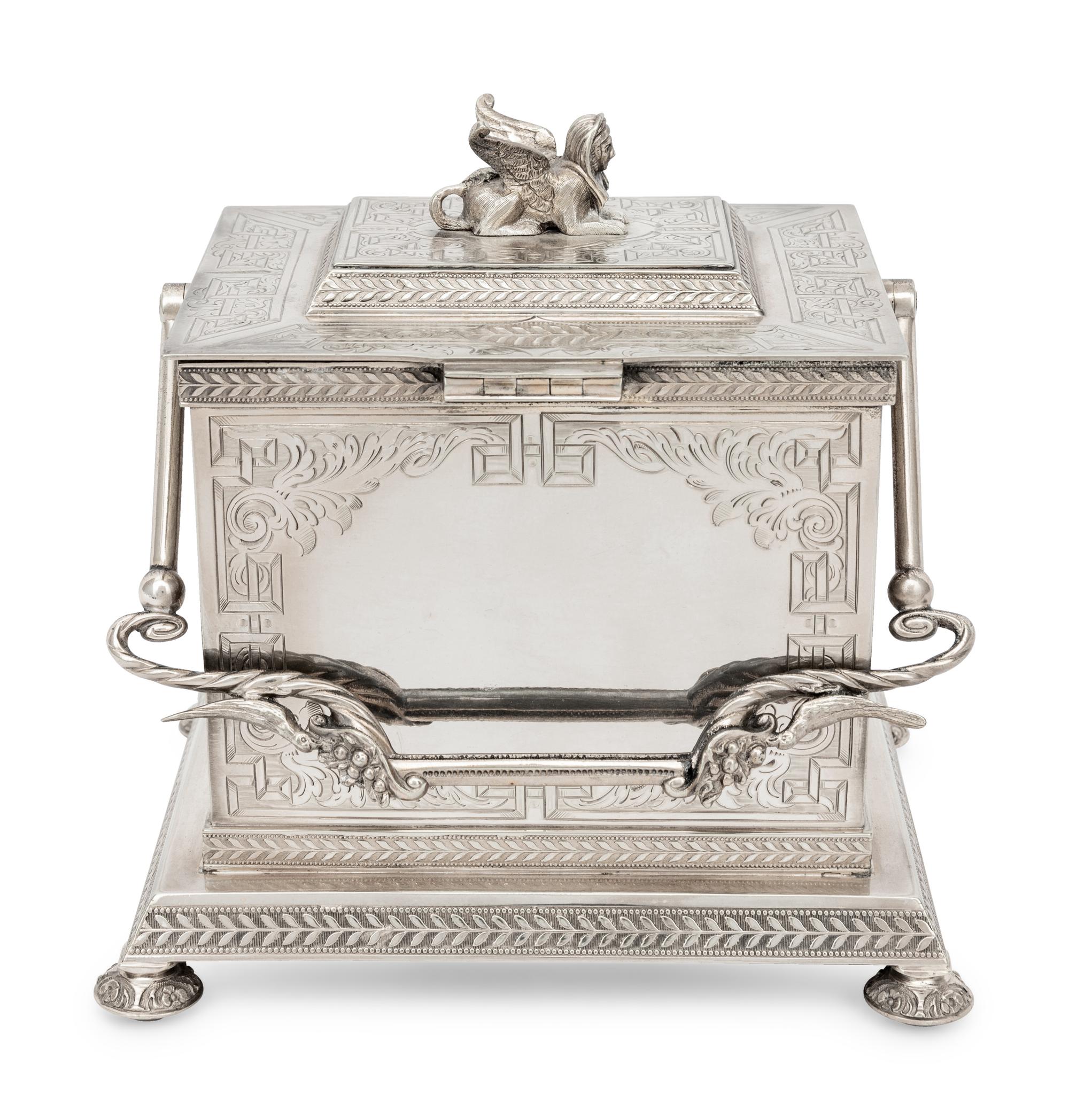A Victorian Silver-Plate Biscuit Box