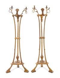 A Pair of Georgian Style Giltwood Torcheres Height 58 inches. — 19TH CENTURY