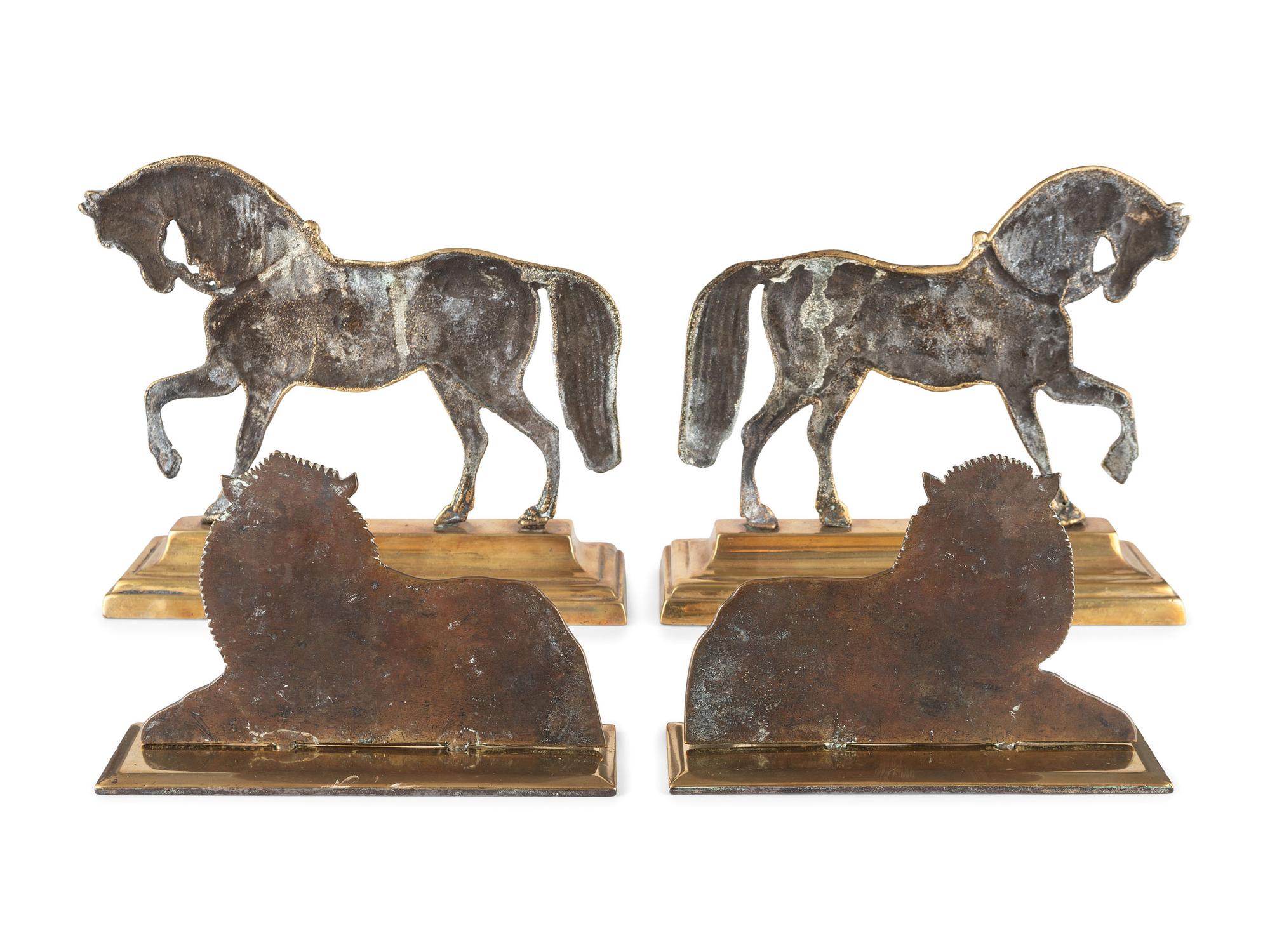 Two Pairs of Brass Animal-Form Doorstops