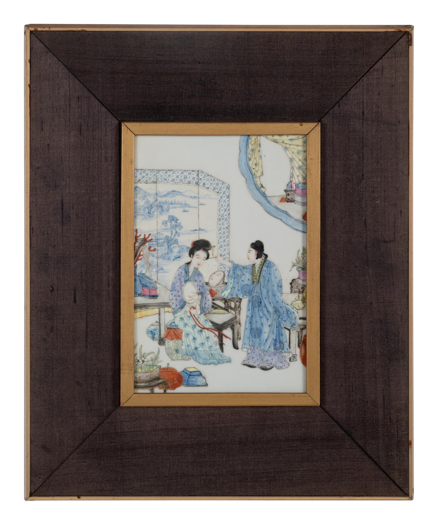 Two Chinese Famille Rose Porcelain Plaques