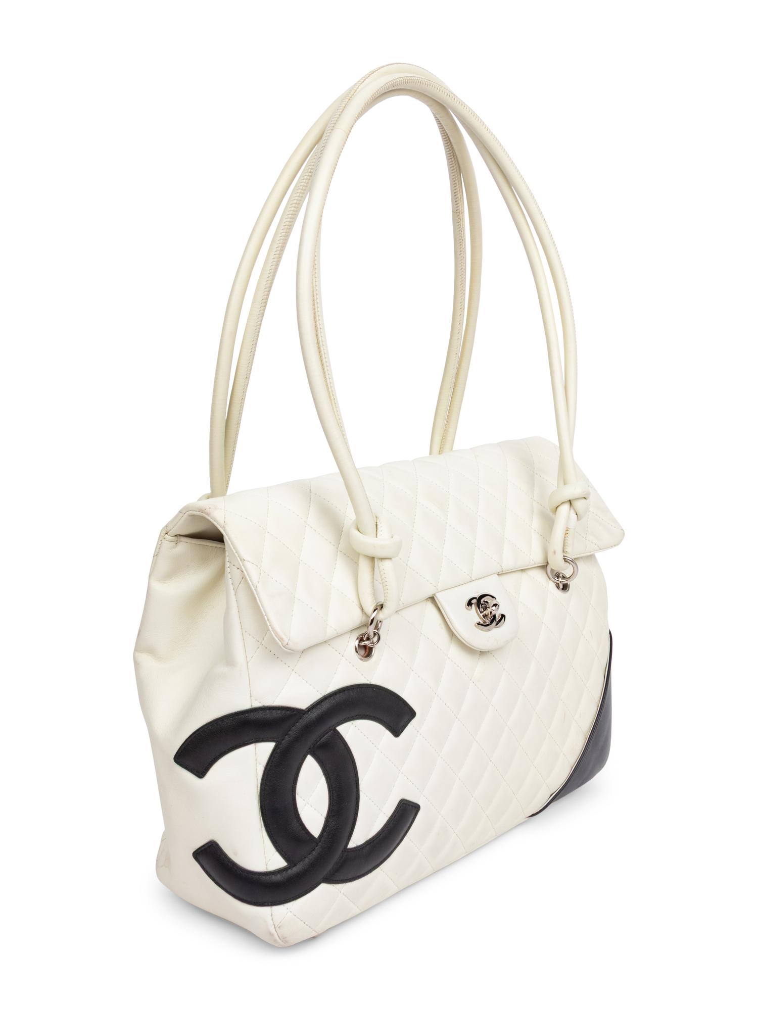 CHANEL, LARGE TWO-TONE LIGNE CAMBON BAG