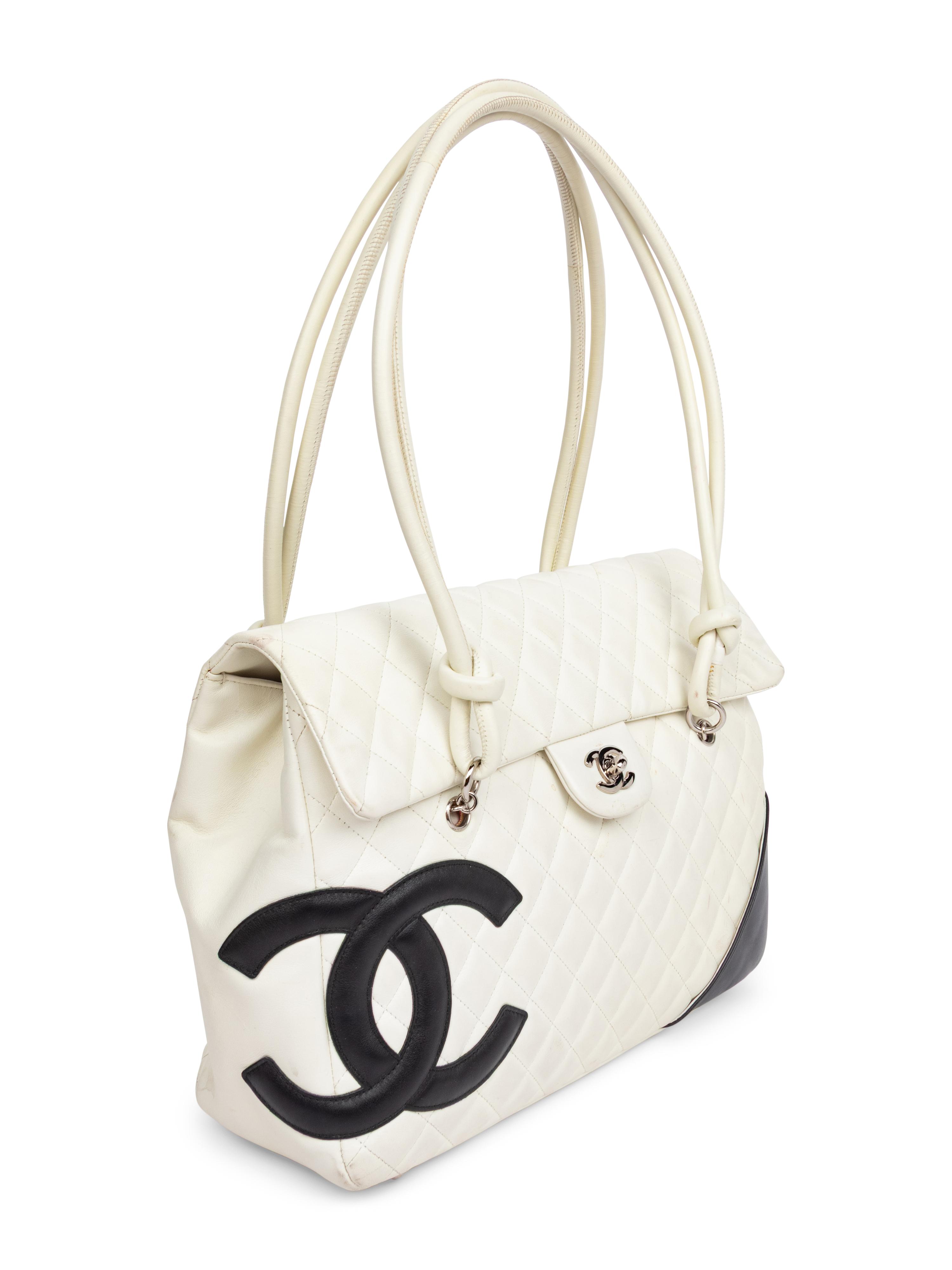 CHANEL, LARGE TWO-TONE LIGNE CAMBON BAG