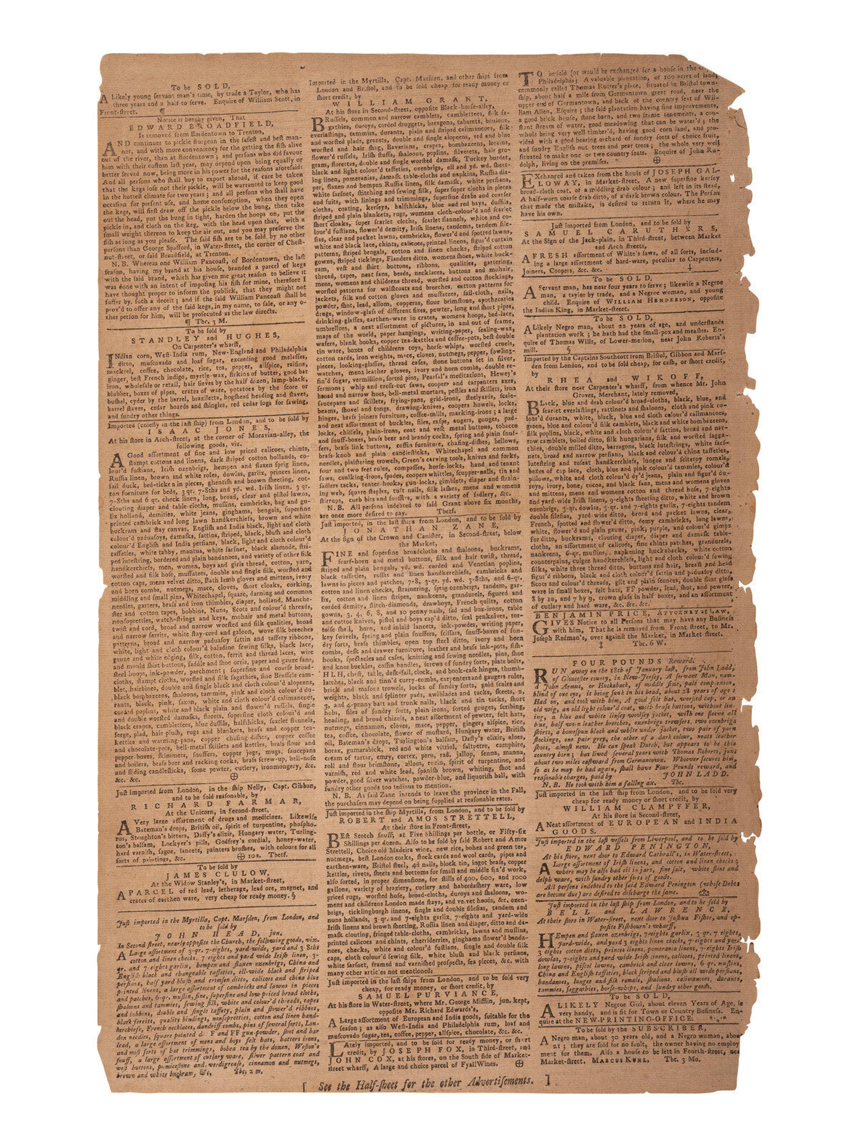 [FRENCH & INDIAN WAR] Albany Congress and Lake George feat. in 2 issues of the Pennsylvania Gazette .