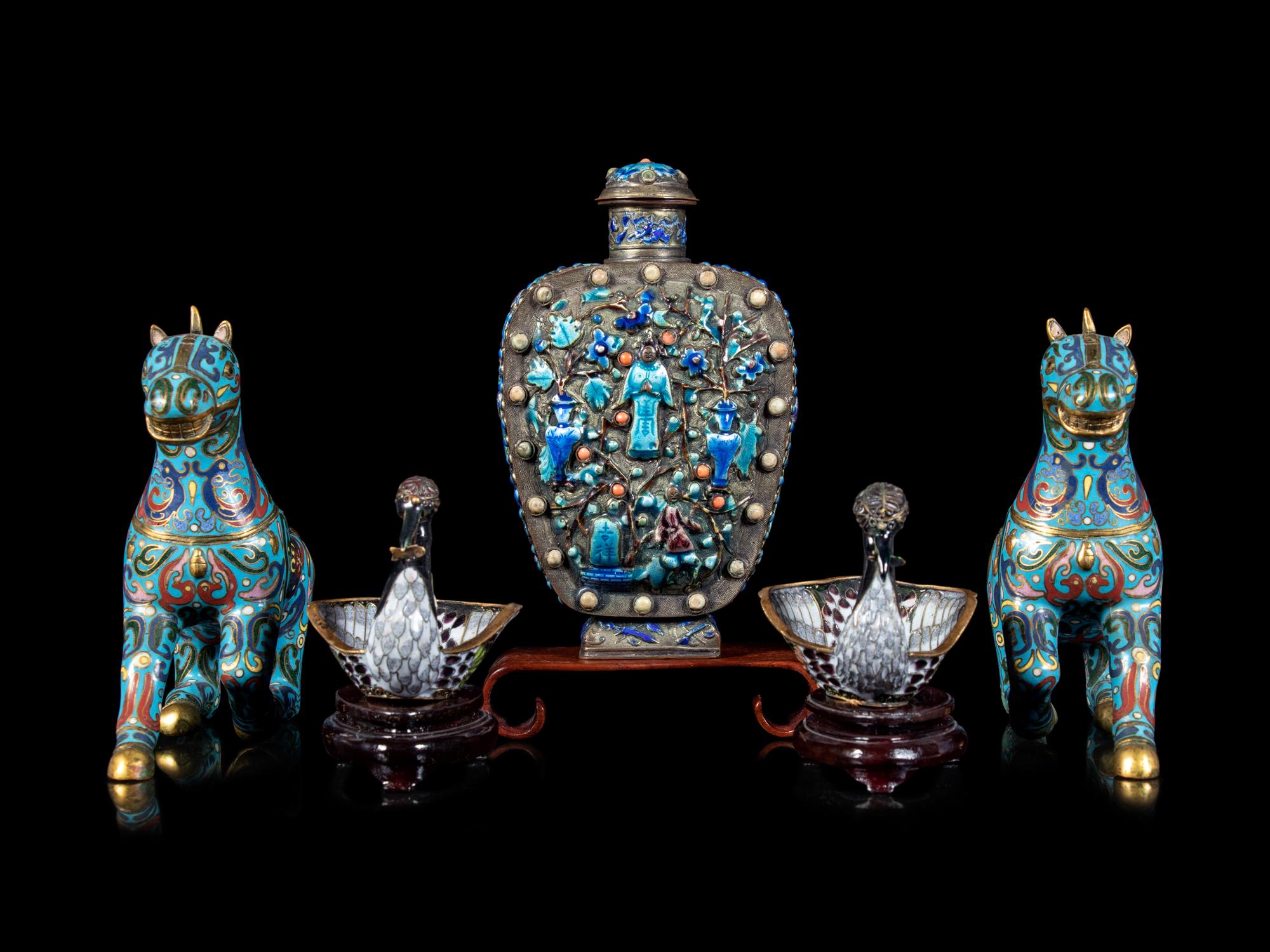 Four Chinese Enamel on Metal Articles