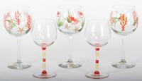 A Set of Hand Painted Stemware Height of taller 8 3/8 inches.