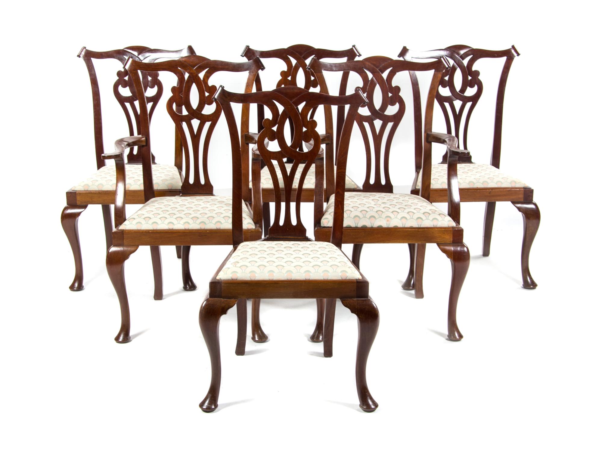 A Set of Eight Chippendale Style Mahogany Dining Chairs, LATE 19TH CENTURY, Height 39 inches. — LATE 19TH CENTURY,
