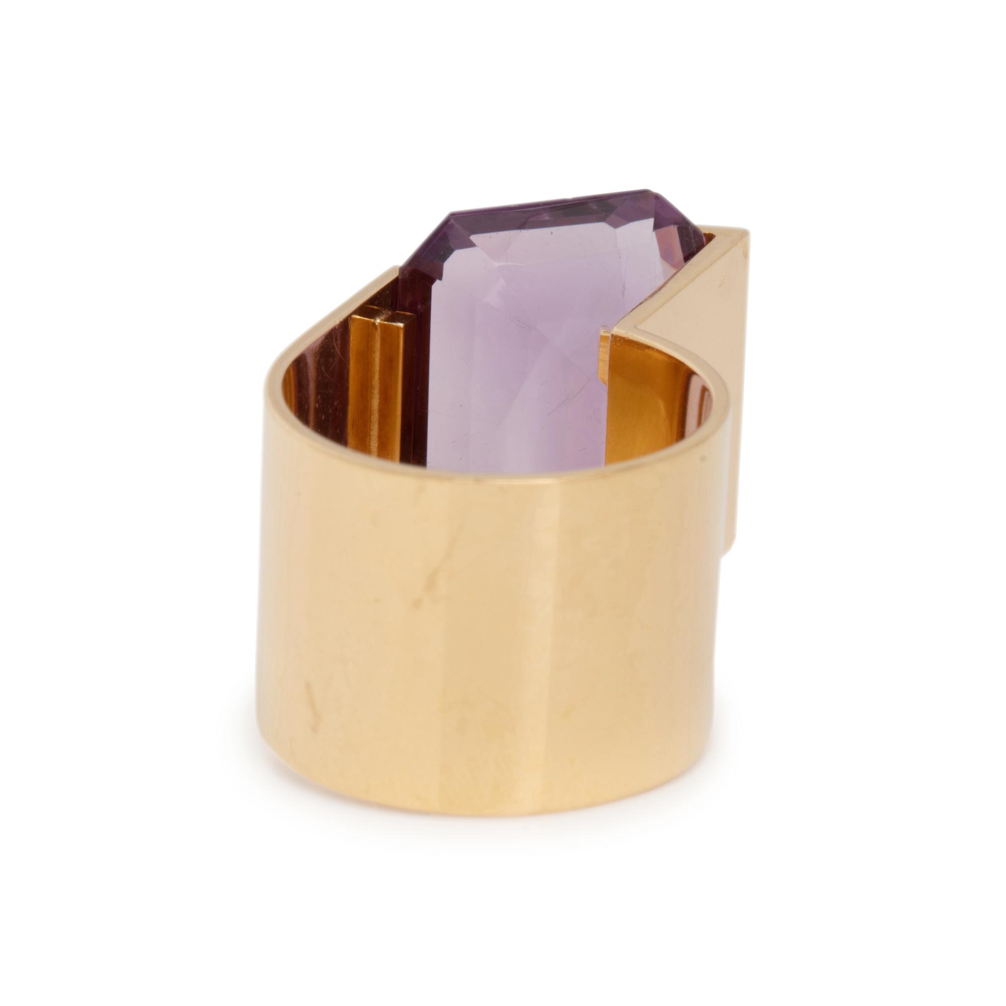 GEORG JENSEN, YELLOW GOLD AND AMETHYST RING