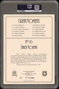 A Sandy Koufax Signed Autograph Perez Steele Great Moments Postcard (PSA)