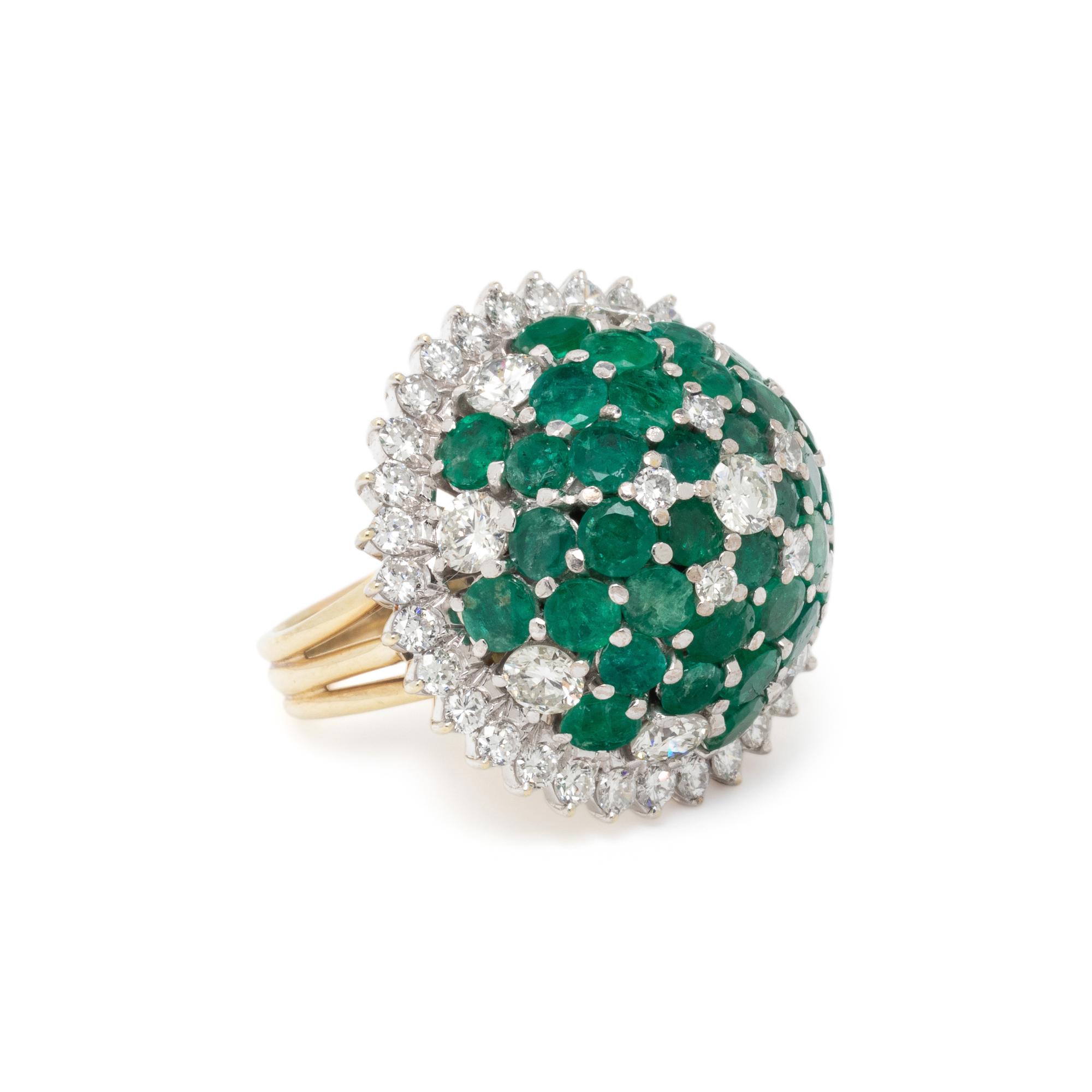 BICOLOR GOLD, EMERALD AND DIAMOND RING