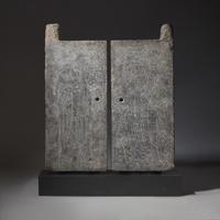 A Pair of Large Chinese Engraved 'Ladies' Tombs Doors, Mid Tang Dynasty — 盛唐 綫刻仕女圖青石墓門一對