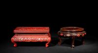 Two Chinese Lacquered and Wood Stands