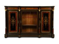 A Napoleon III Gilt Bronze Mounted Marquetry, Burlwood and Ebonized Wood Breakfront Cabinet — CIRCA 1870