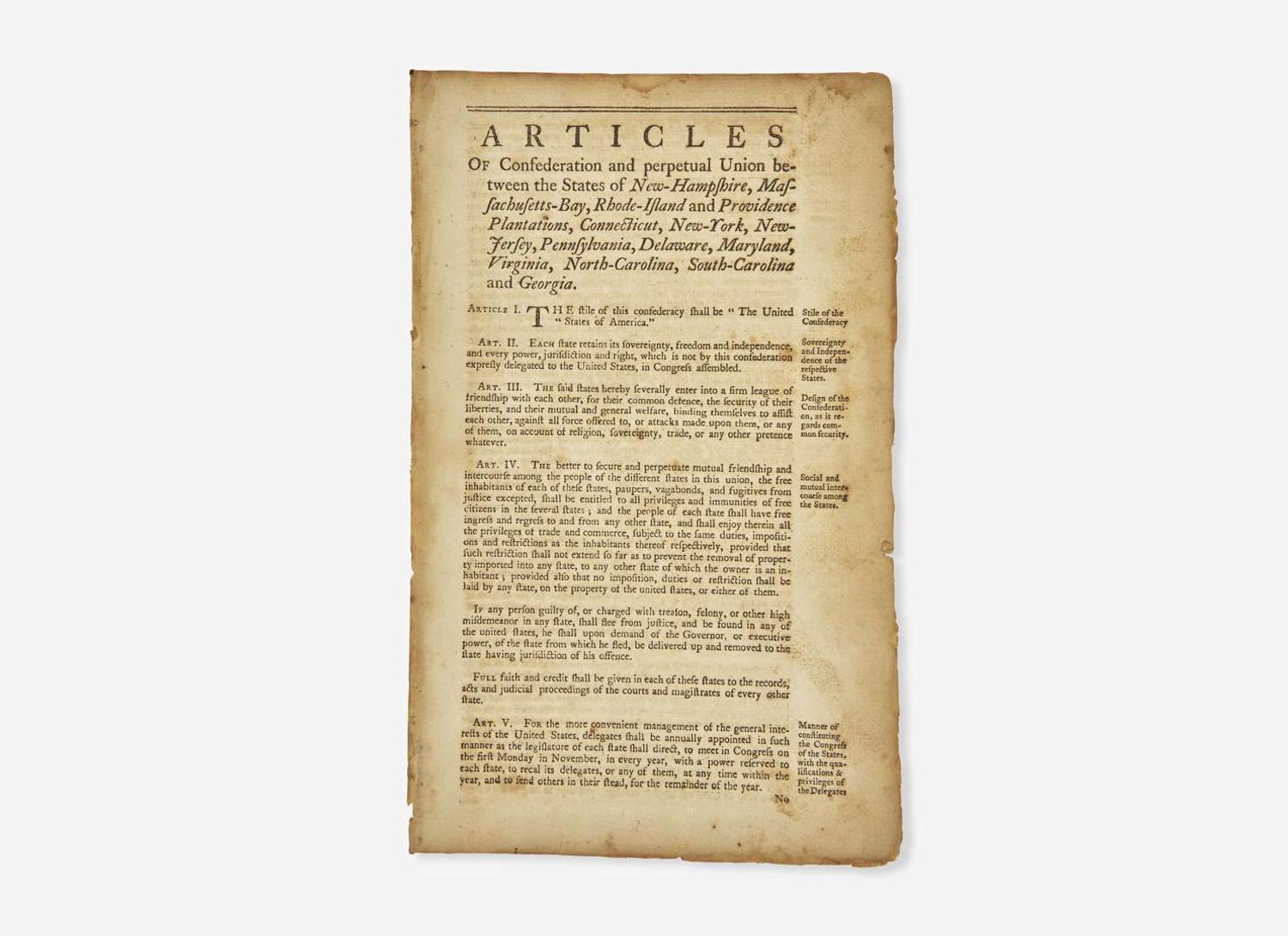 [Americana] Articles of Confederation and Perpetual Union...