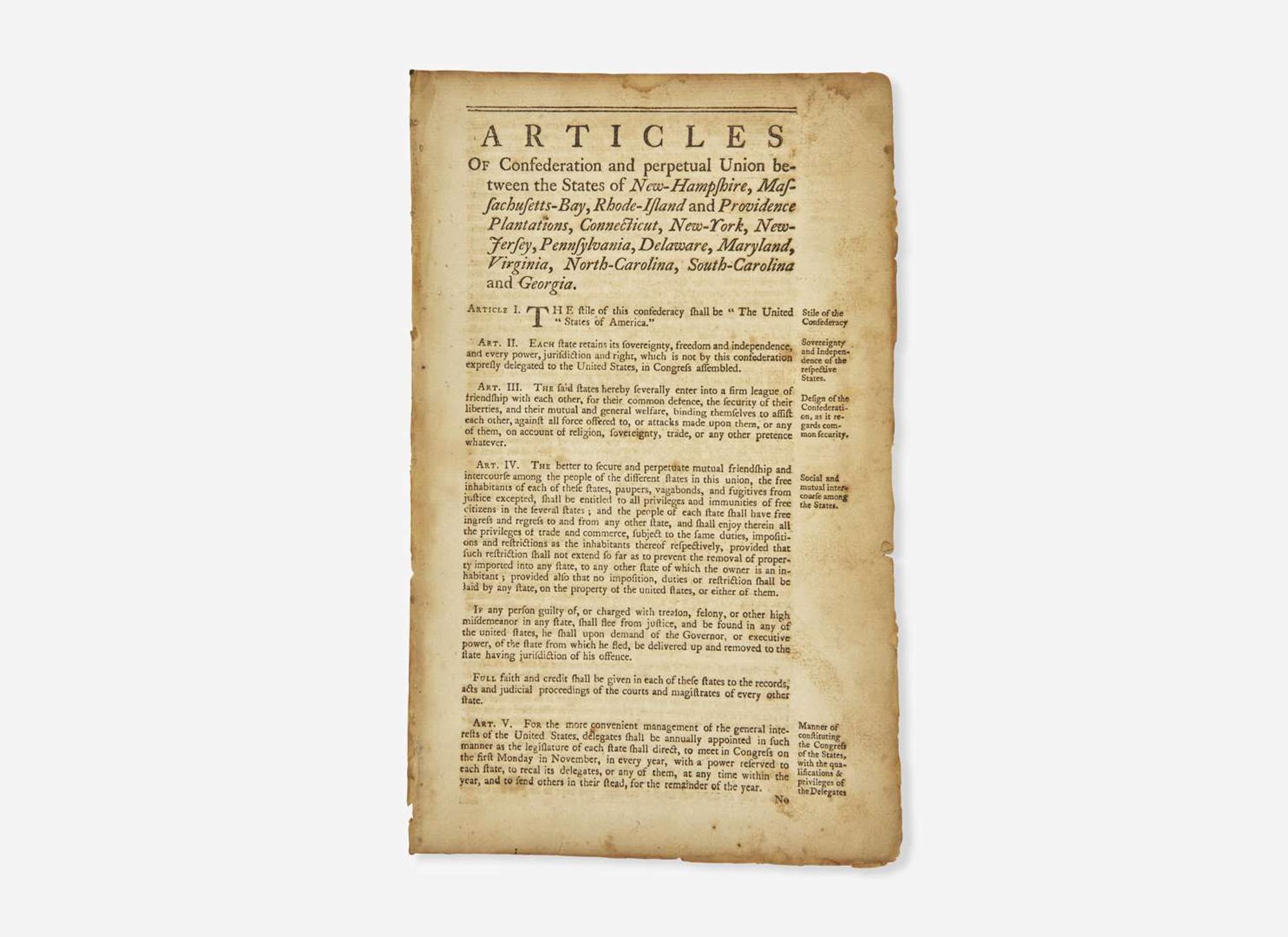 [Americana] Articles of Confederation and Perpetual Union...