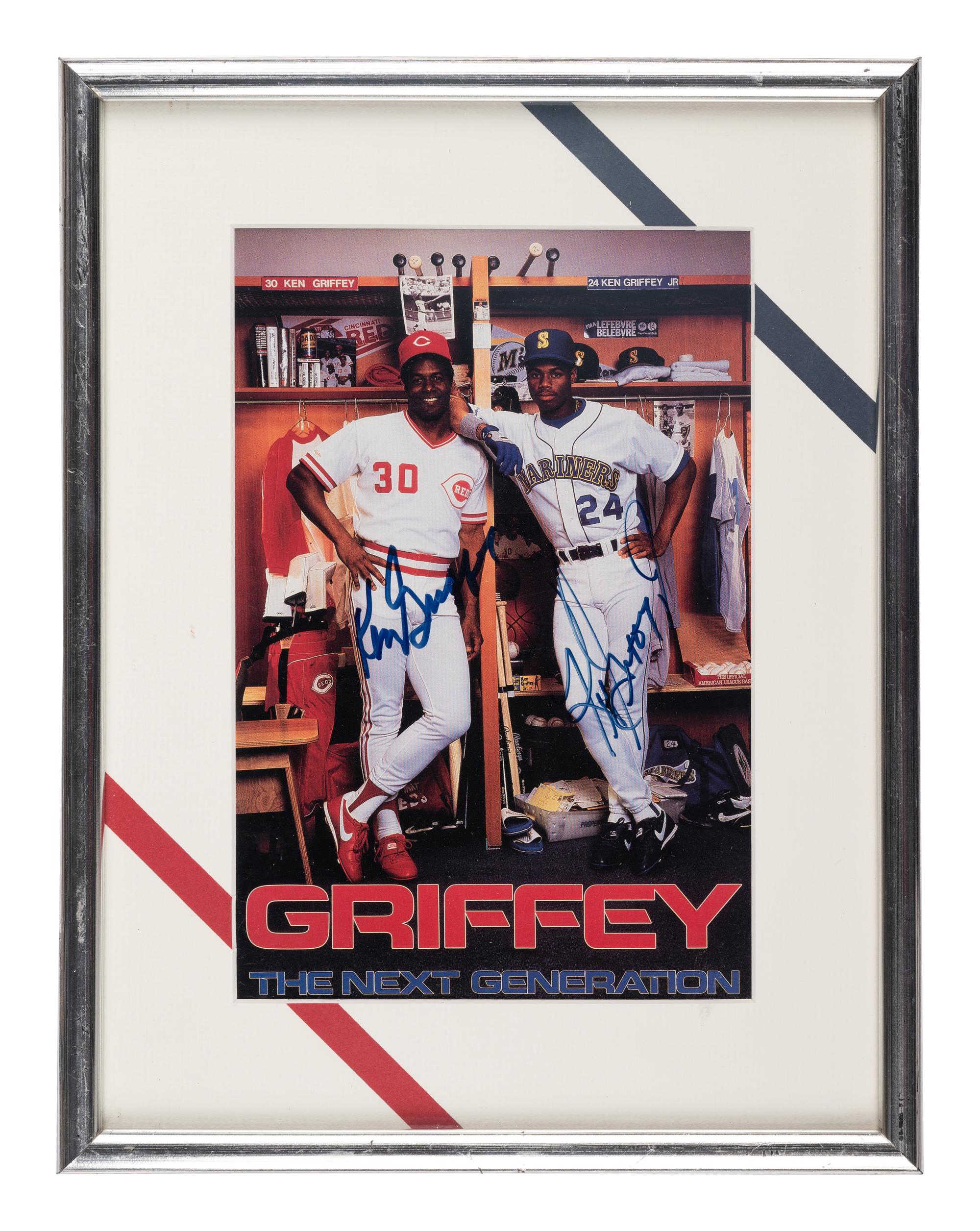 A Ken Griffey Jr. and Ken Griffey Sr. Signed Autograph Griffey The Next Generation Photograph With Period Signatures (Beckett Authentication Services Letter BAS Certified),