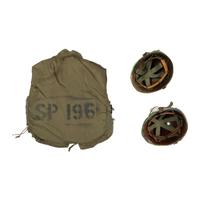 Group of Two Vietnam Era M1 Helmets and Flak Jacket