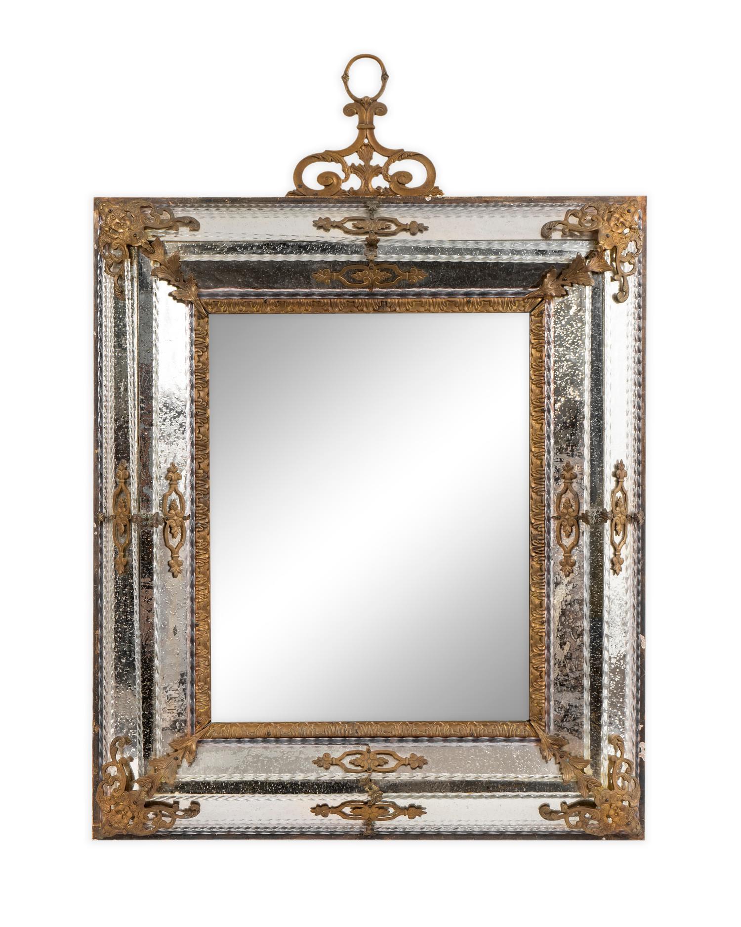 An Italian Gilt Bronze Mounted Mirror — 20TH CENTURY