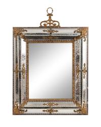 An Italian Gilt Bronze Mounted Mirror — 20TH CENTURY