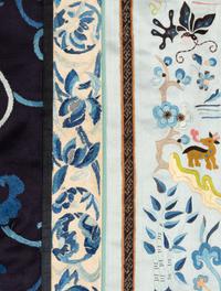 Two Black Ground Embroidered Silk Lady's Robes