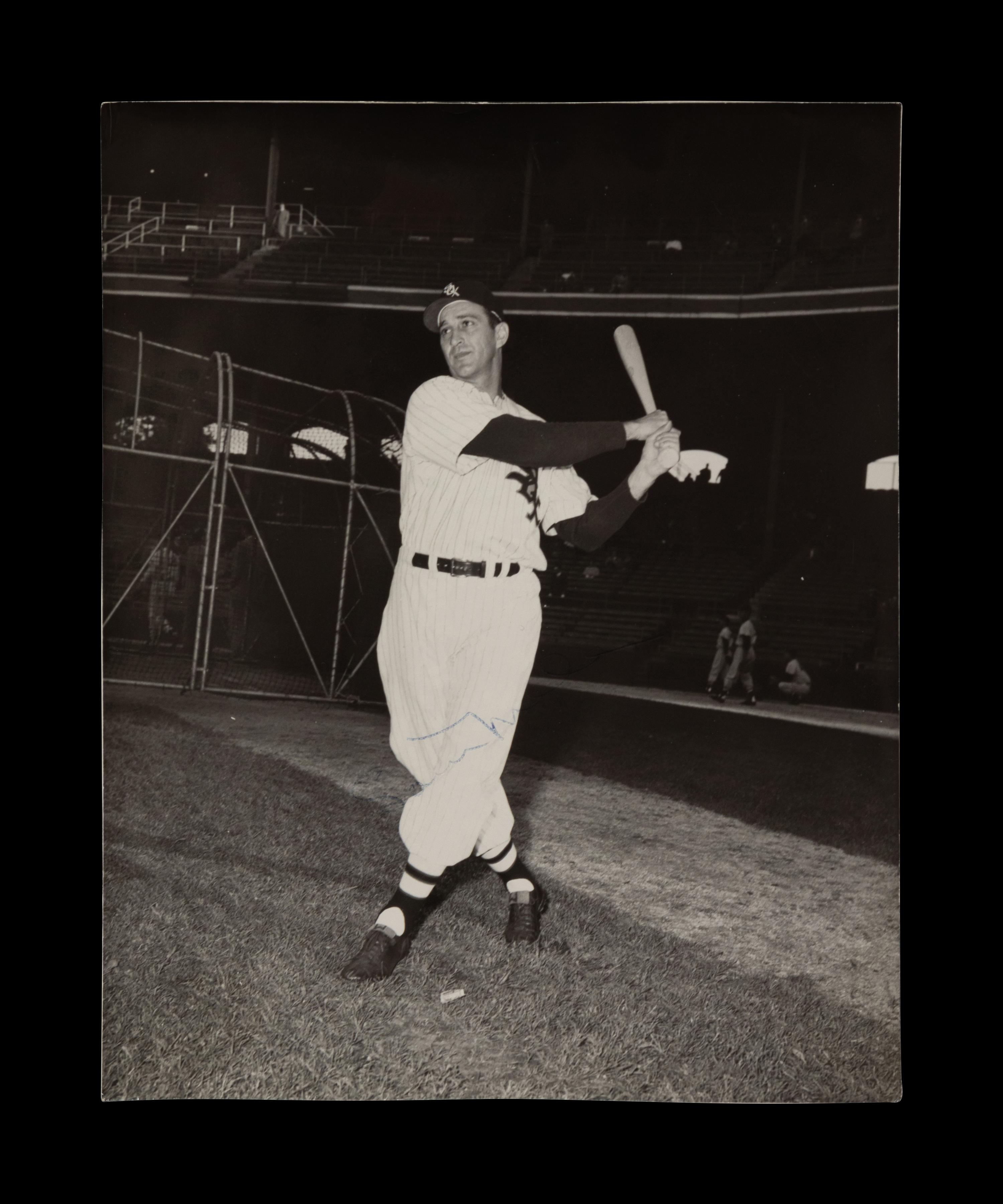 A Group of 1950s Comiskey Park Chicago White Sox Signed Type One Photographs and Ephemera Including Nellie Fox Signed Photograph,
