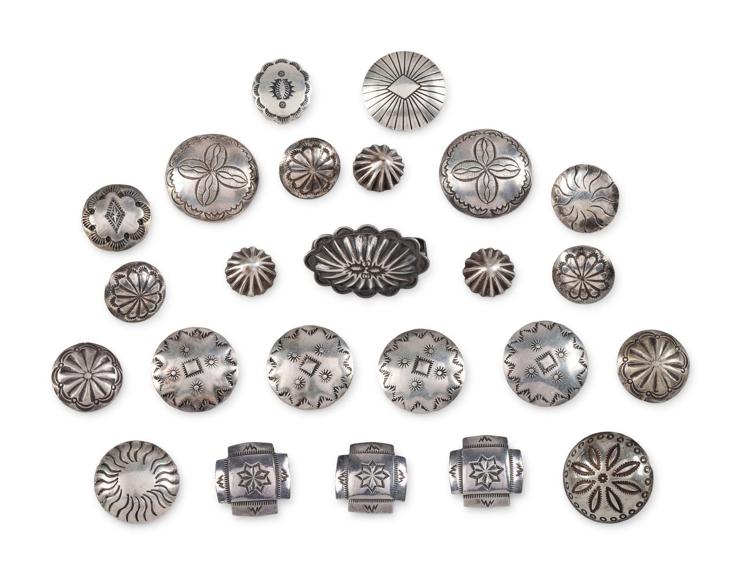 Navajo Silver Buttons and Button Covers, PLUS