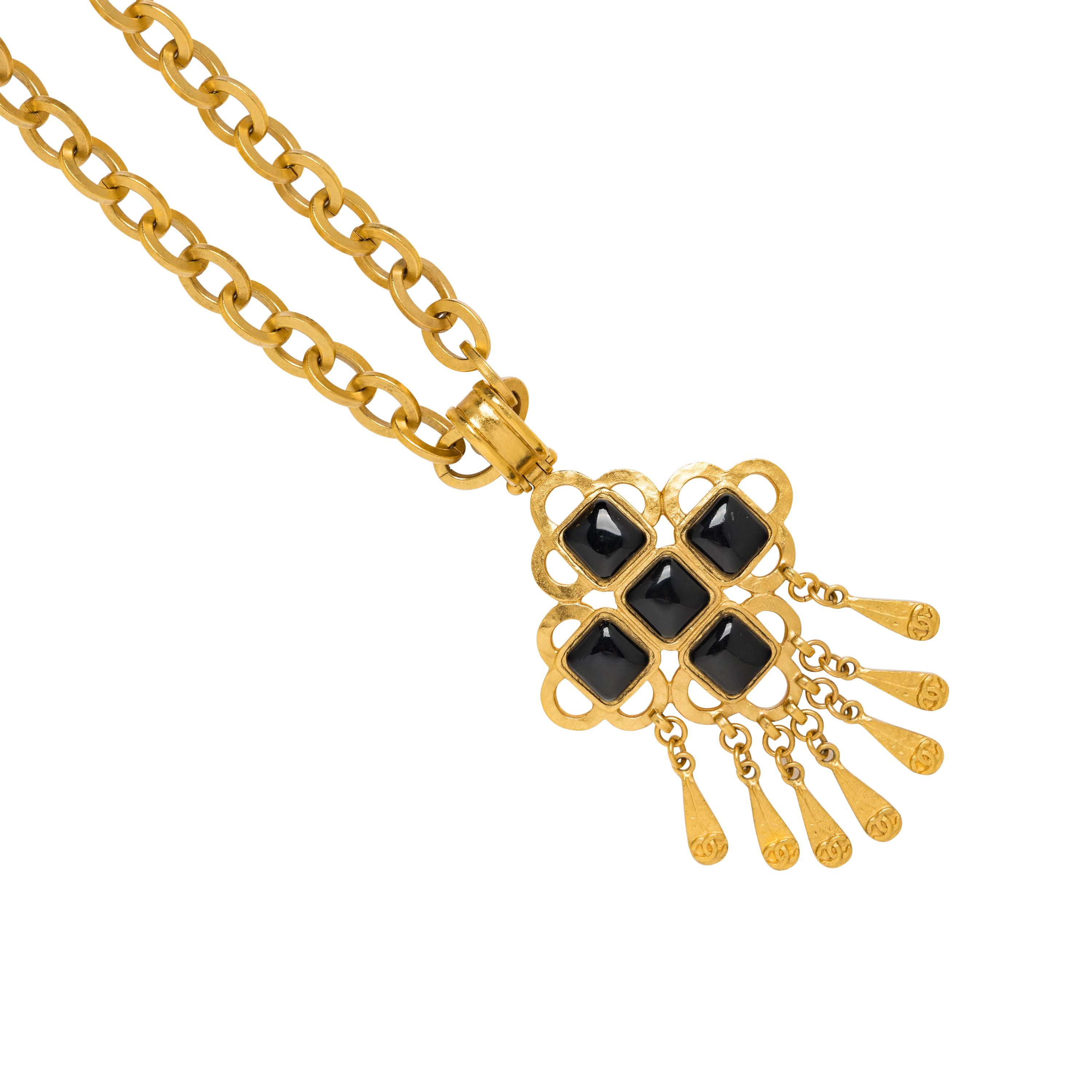 Chanel, Byzantine Cross Logo Pendant Necklace
