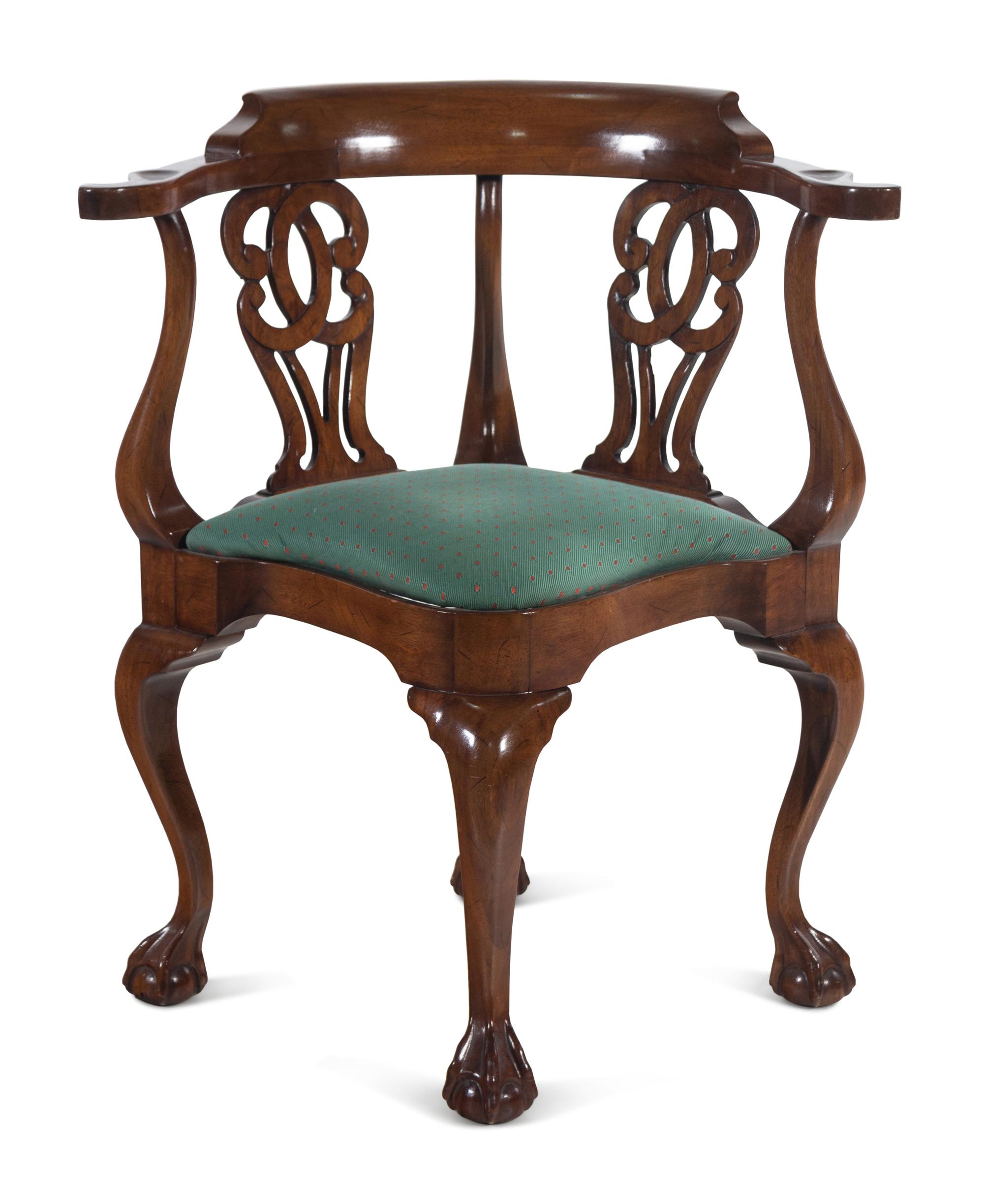 A George II Style Mahogany Corner Chair