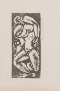 Max Weber, (American, 1881-1961), Portrait, Figure, Nude with Upraised Arm; Head, and Reclining Nude (set of five woodcuts)