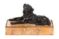 A Bronze Mastiff Sculpture Height 8 x width 13 3/4 x depth 8 inches.