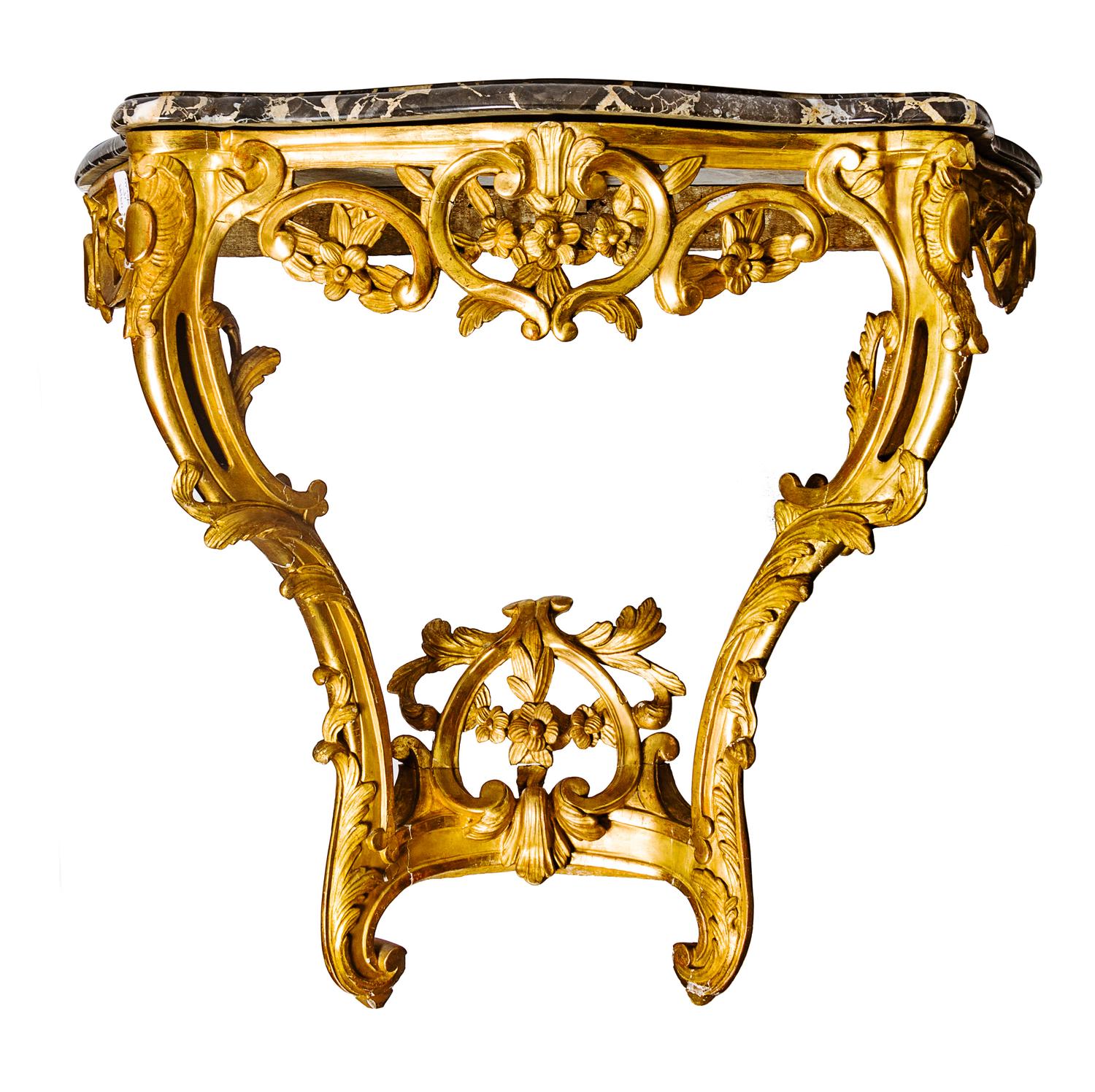 A Louis XV Style Giltwood Console Table Height 33 inches. — 19TH/20TH CENTURY