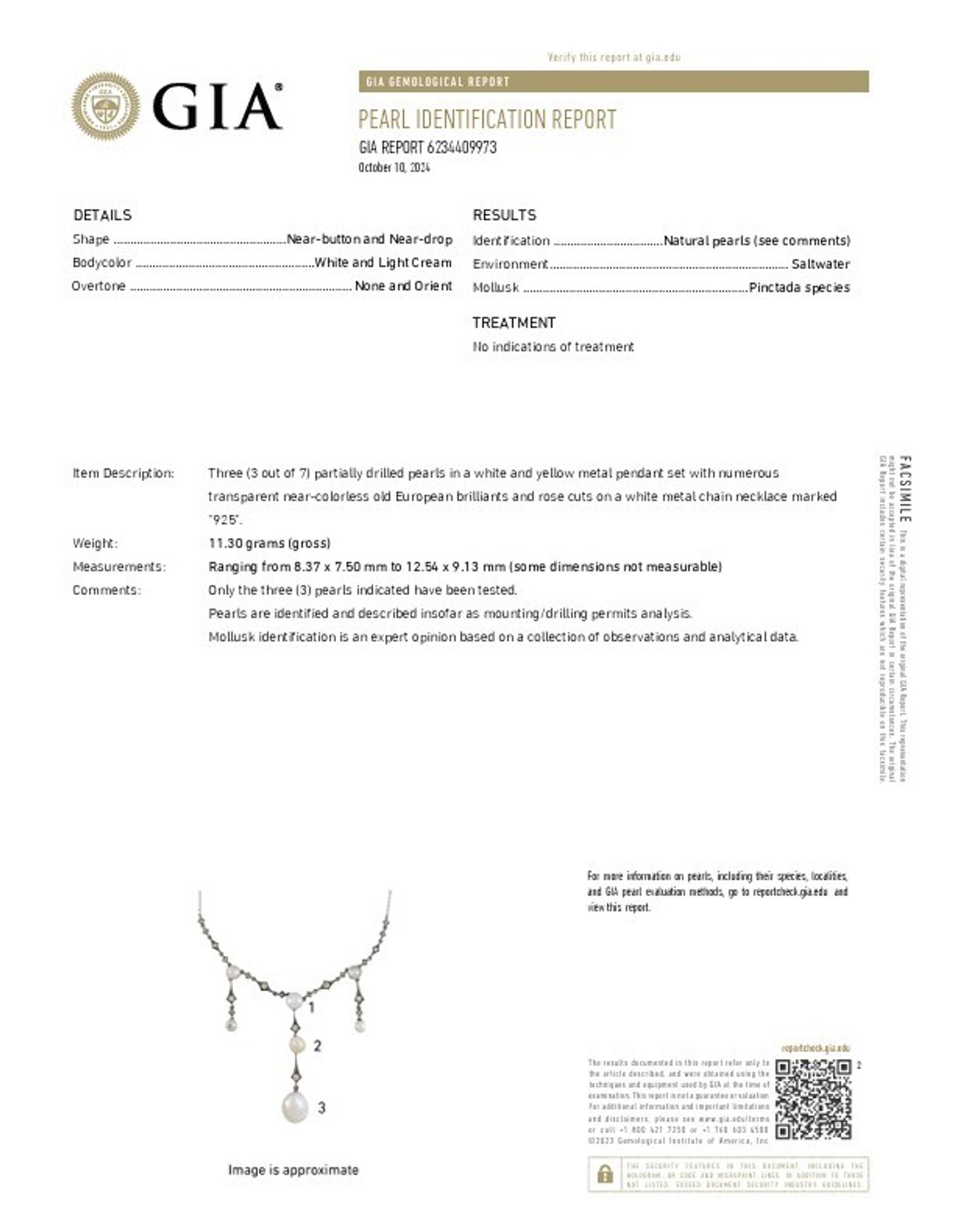 EDWARDIAN, NATURAL PEARL AND DIAMOND NECKLACE