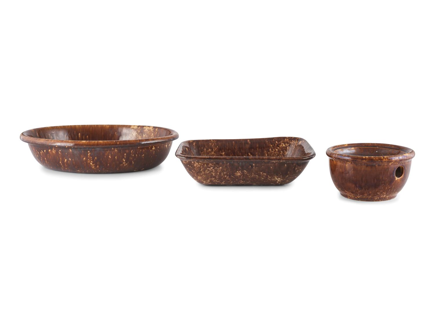 A Group of Rockingham Glaze Bowls and Molds