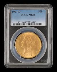 A United States 1907-D Liberty Head $20 Gold Coin