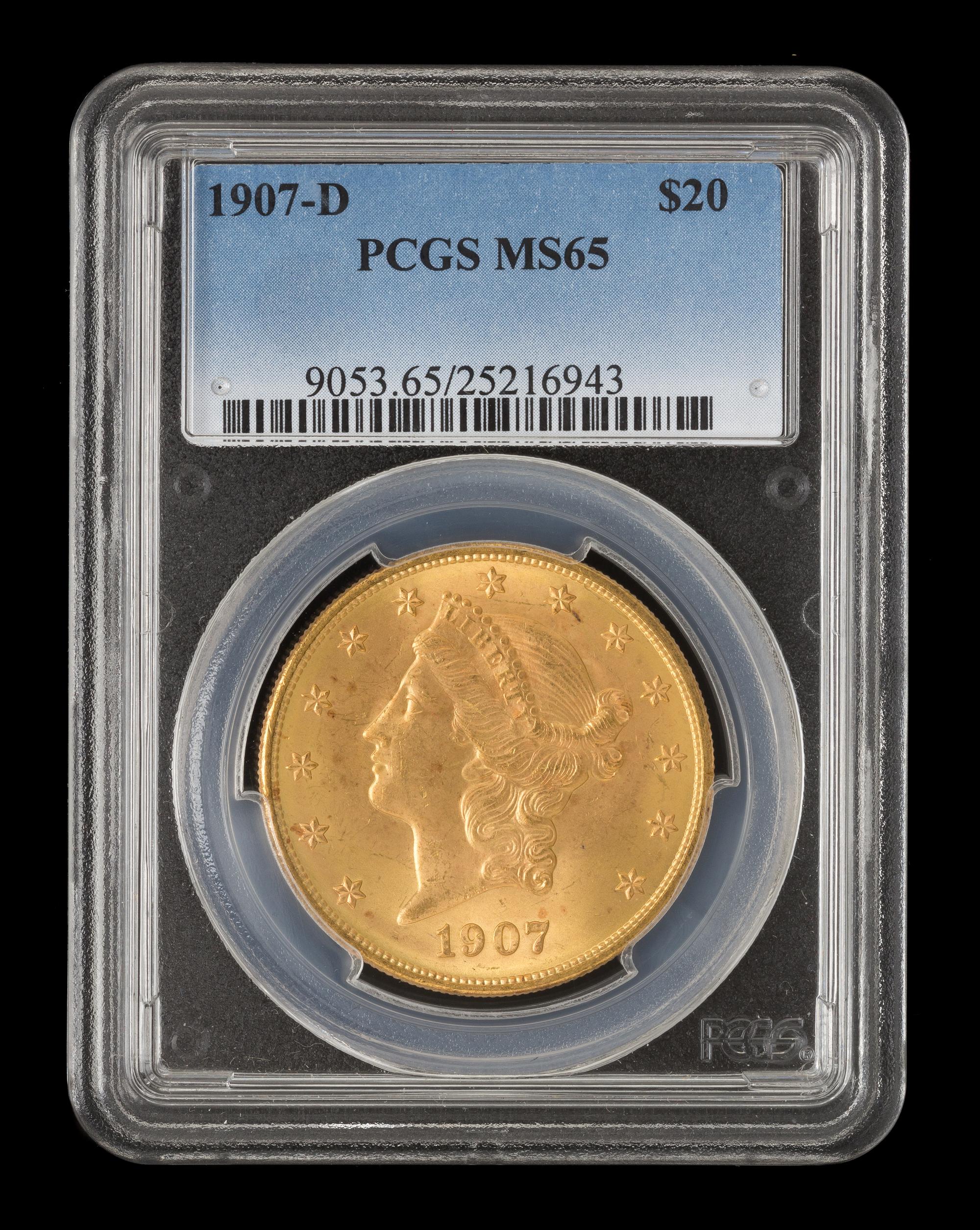 A United States 1907-D Liberty Head $20 Gold Coin
