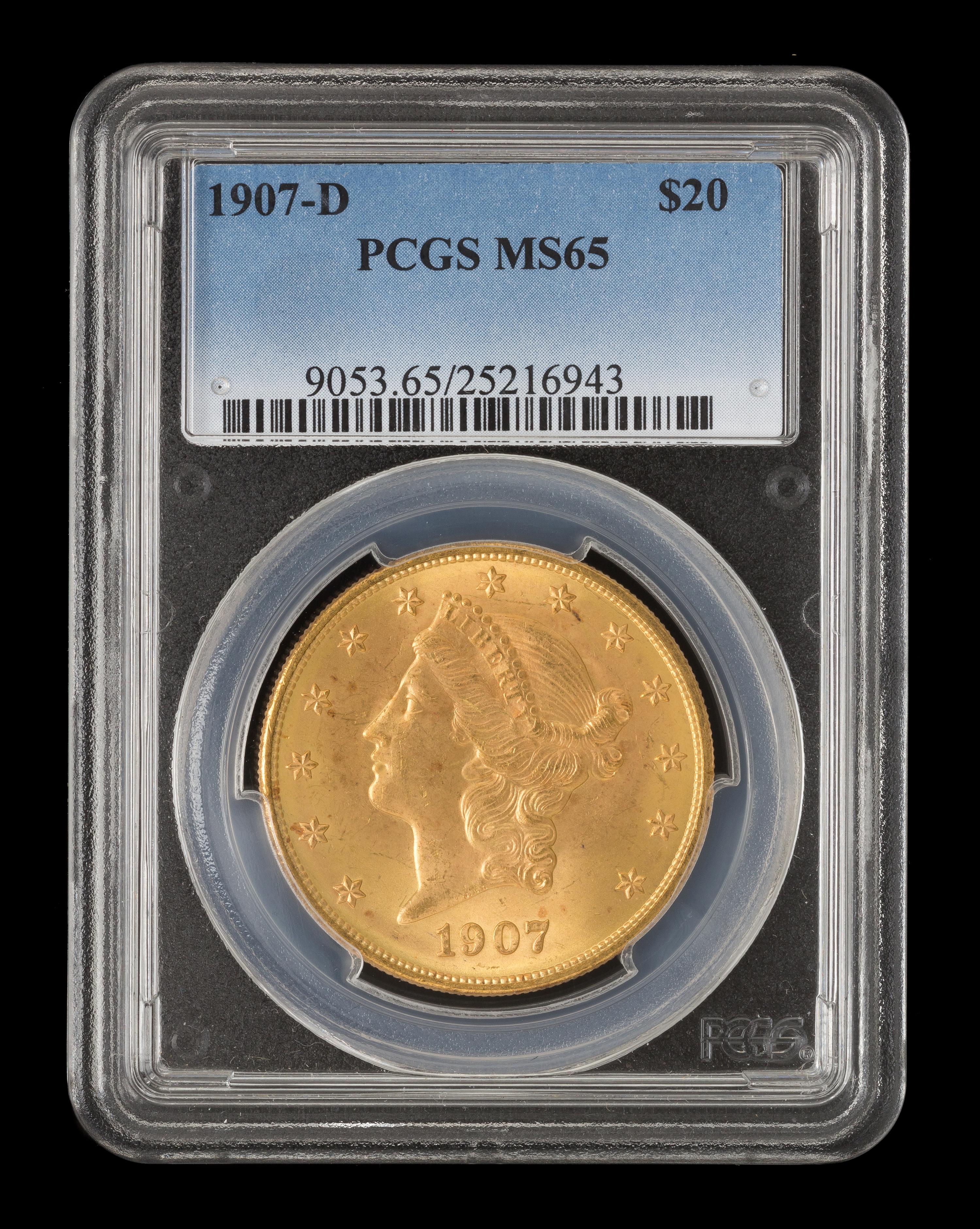 A United States 1907-D Liberty Head $20 Gold Coin