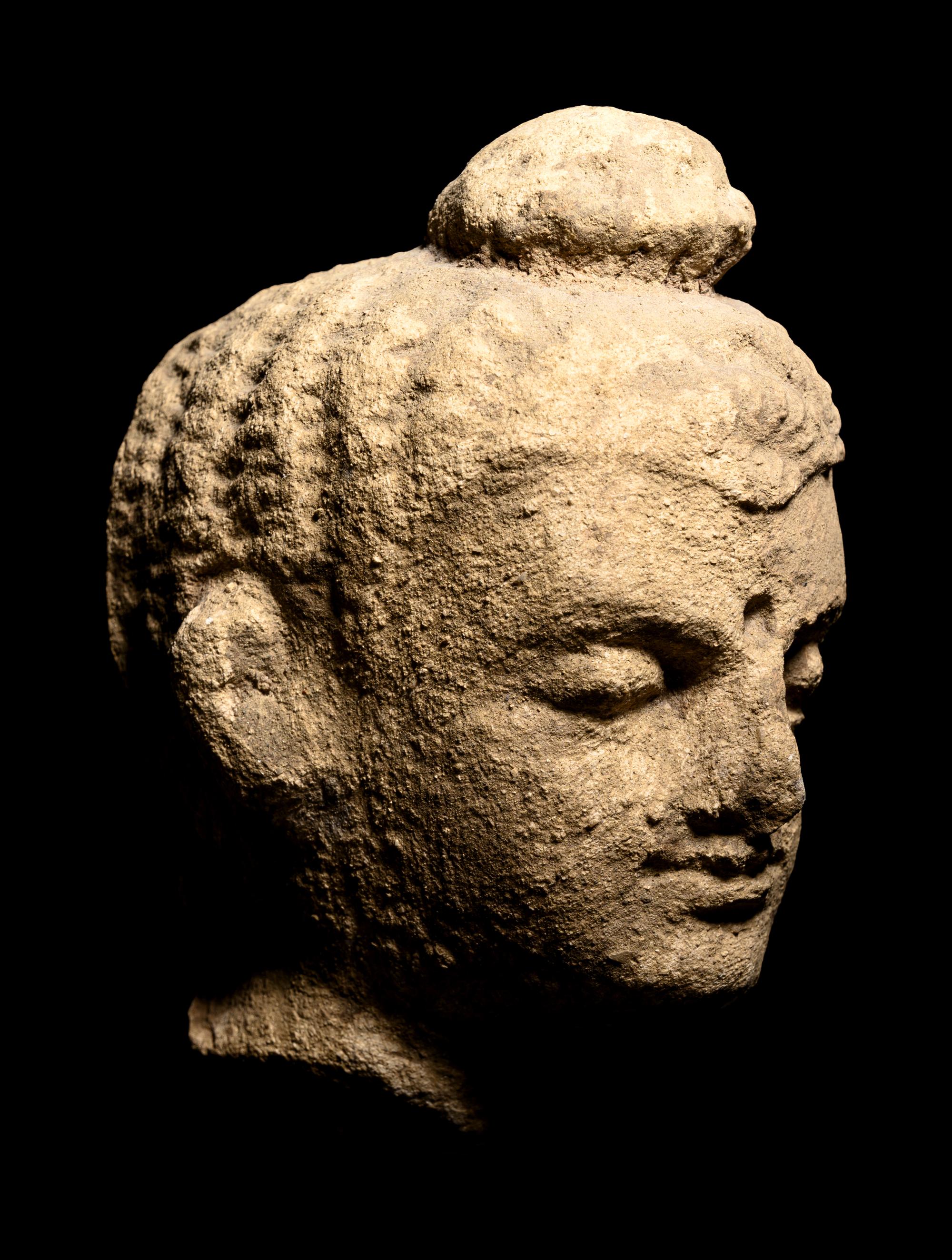 Two Gandharan Fragmentary Stucco Heads