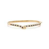 YELLOW GOLD, DIAMOND AND SAPPHIRE BANGLE BRACELET