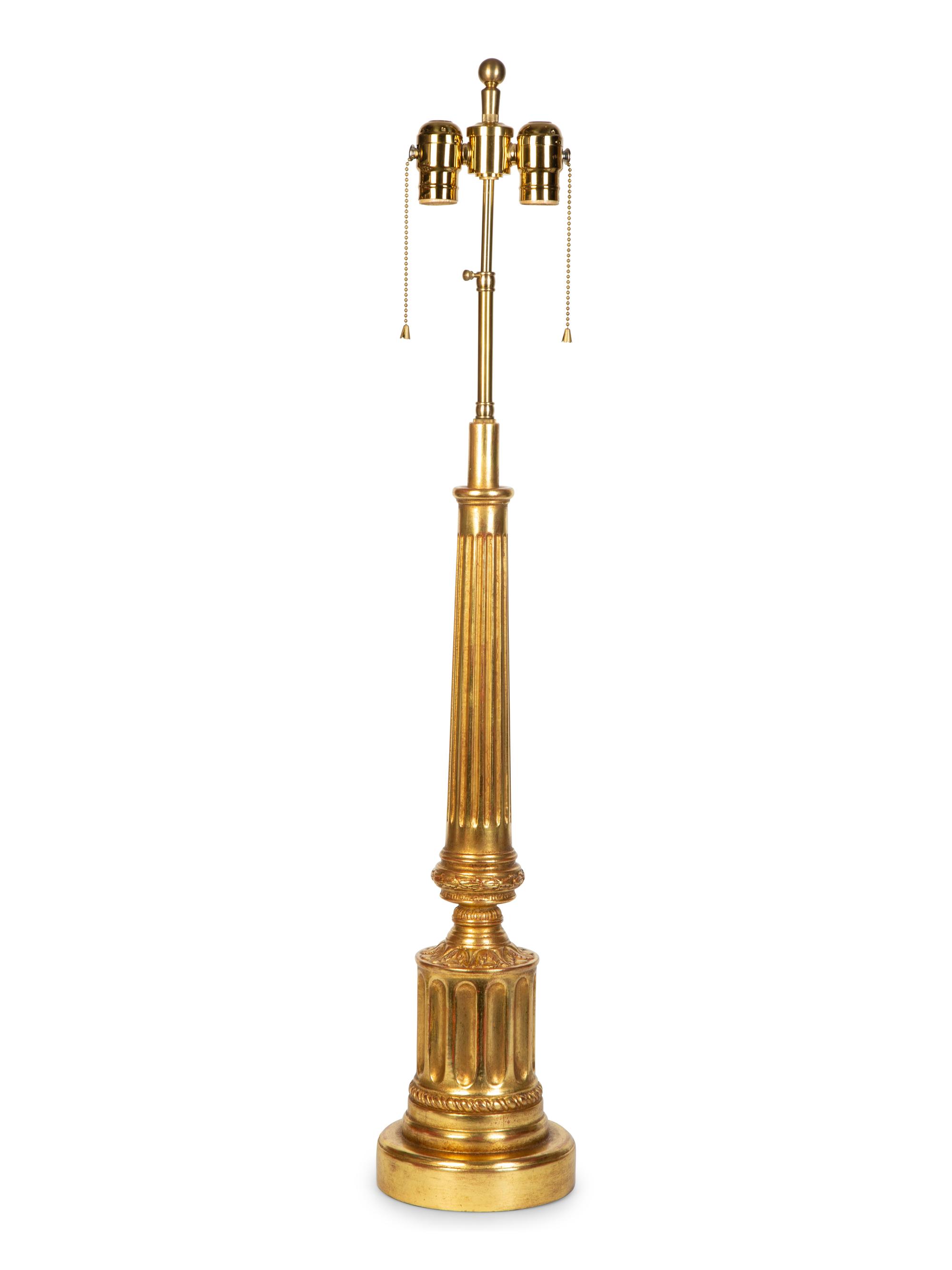 Three Giltwood Columnar Lamps