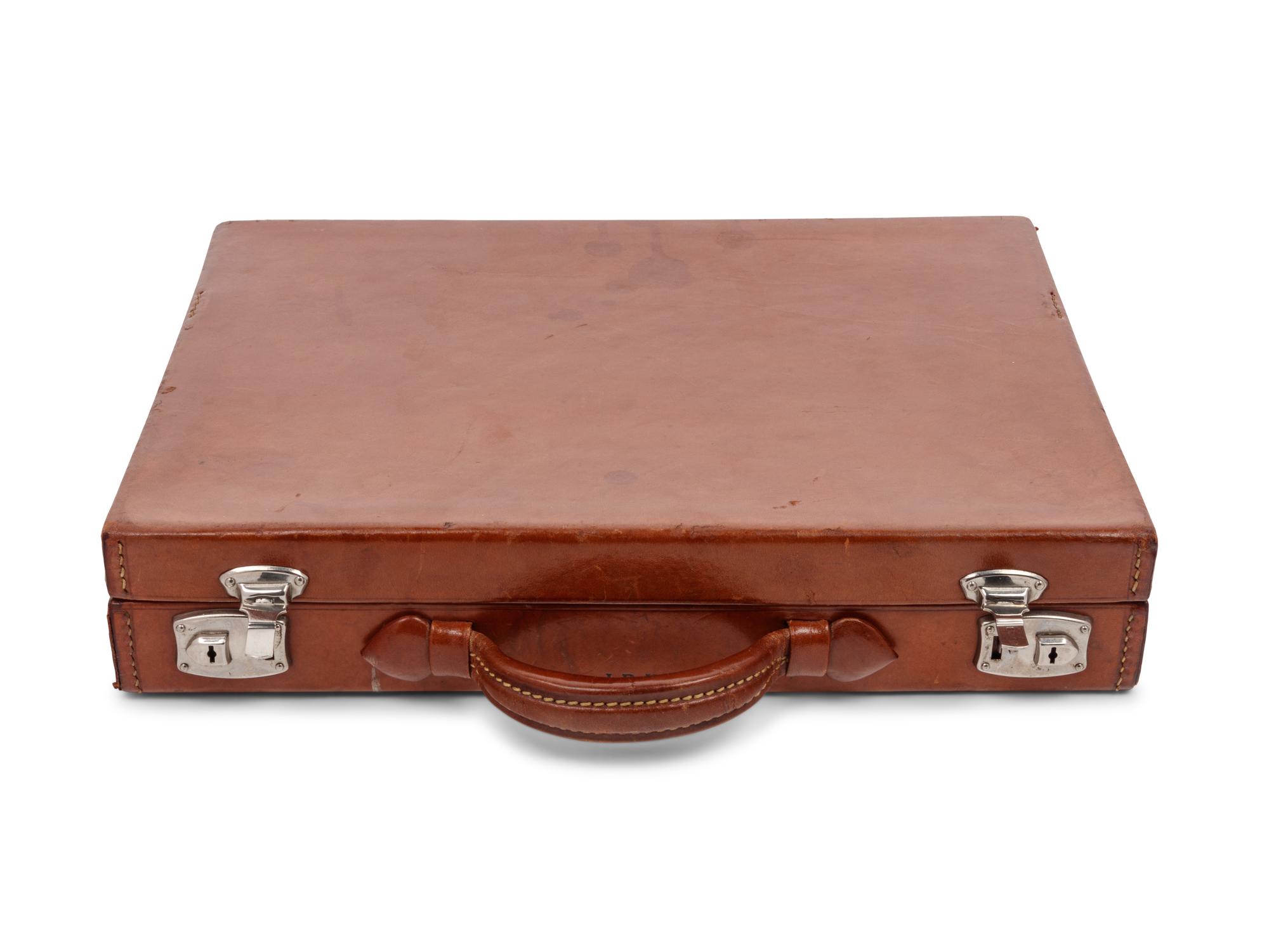 A Leather-Cased Set of Silver-Plate Flasks Retailed by Abercrombie & Fitch