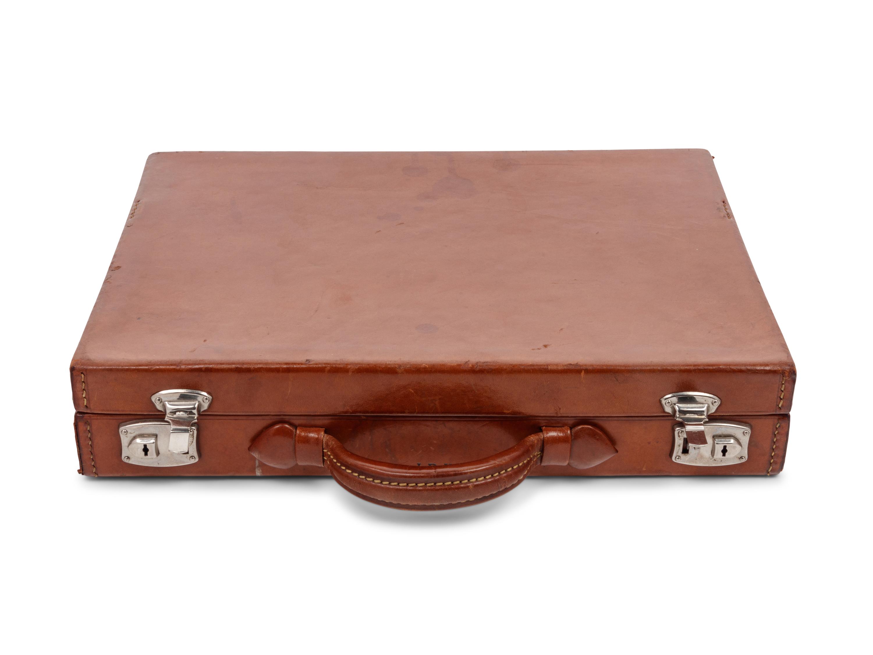 A Leather-Cased Set of Silver-Plate Flasks Retailed by Abercrombie & Fitch
