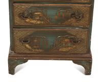 An English Dark Green Japanned Slant Front Desk